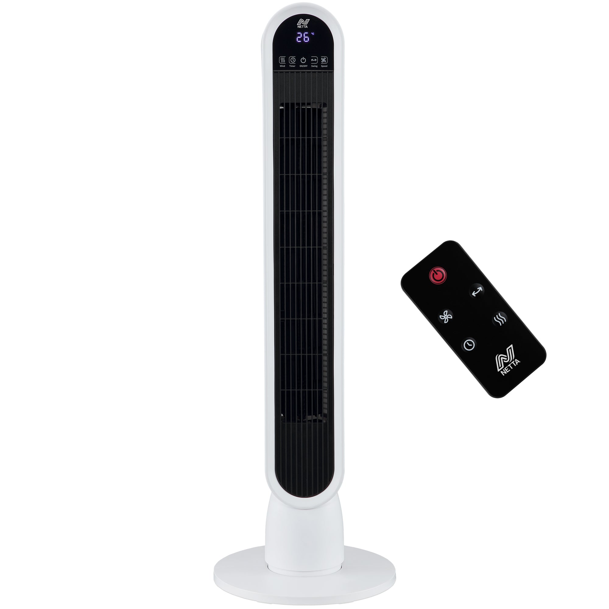 NETTA 36 Inch Tower Fan with 8-Hour Timer - White