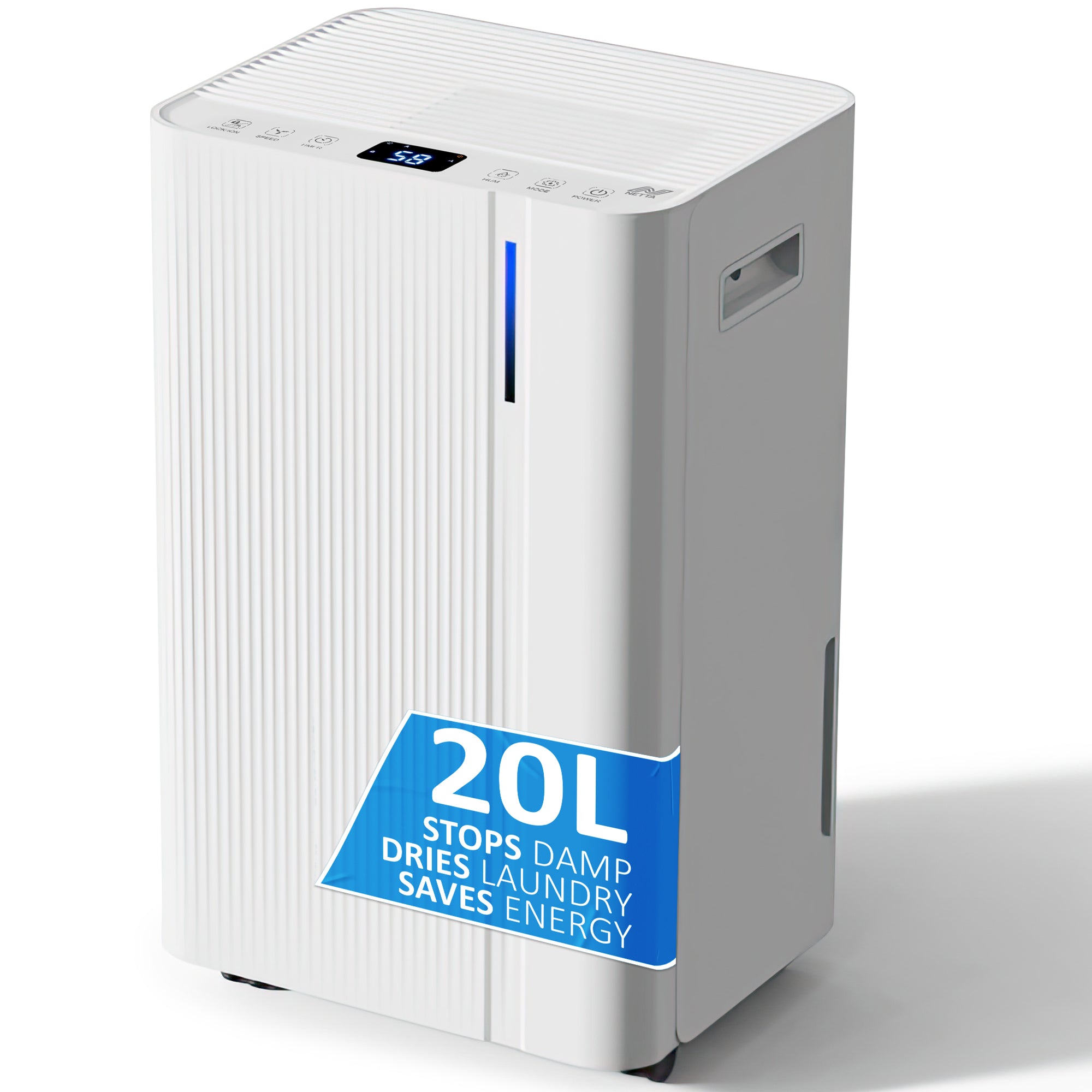 NETTA Quiet Dehumidifier, Powerful Mould Remover & Laundry Drying with 24-Hour Timer and Sleep Mode for Damp, Mould and Condensation