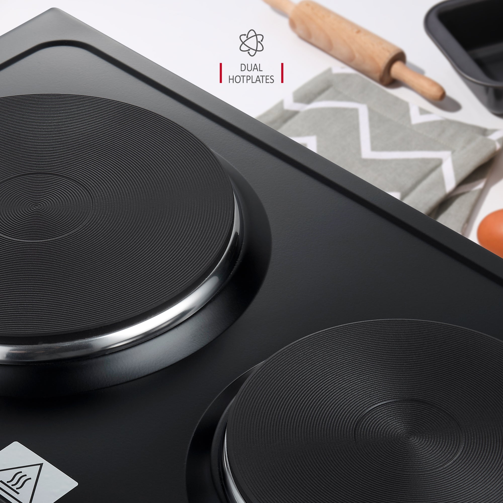 NETTA Electric Mini Oven 45L with Double Hotplate, Grill, Multiple Cooking Functions, Adjustable Temperature Control, 120 Minute Timer, Accessories Included - 1500W