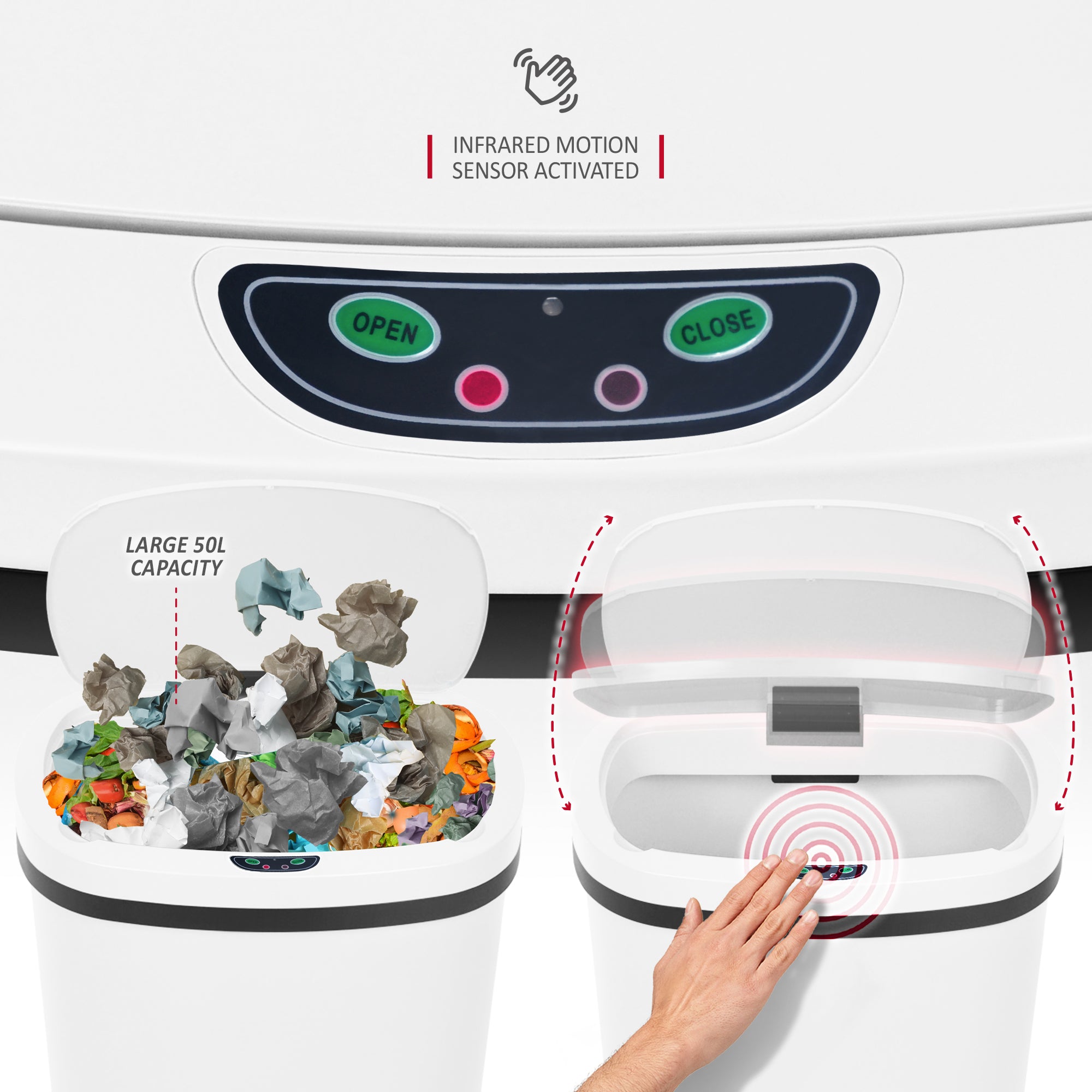 NETTA 50L Plastic Sensor Bin for Kitchen