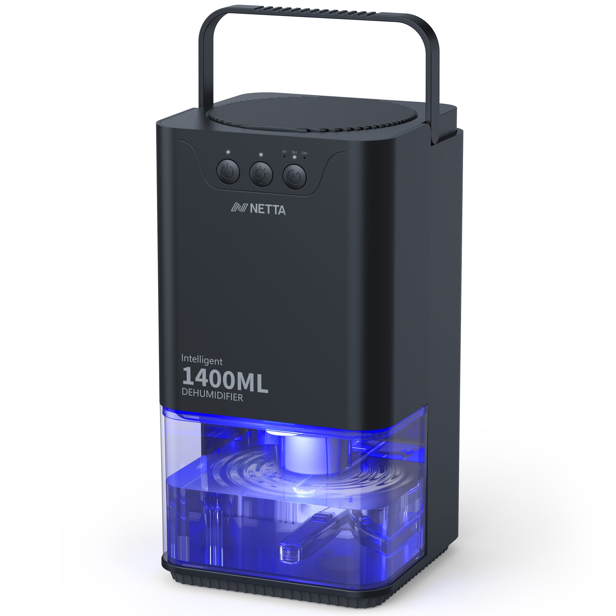 NETTA 1400ml Mini Dehumidifier for Removing Damp, Mould, Moisture with 24h Timer, 3 Colourful LED and Ultra-Quiet Operation