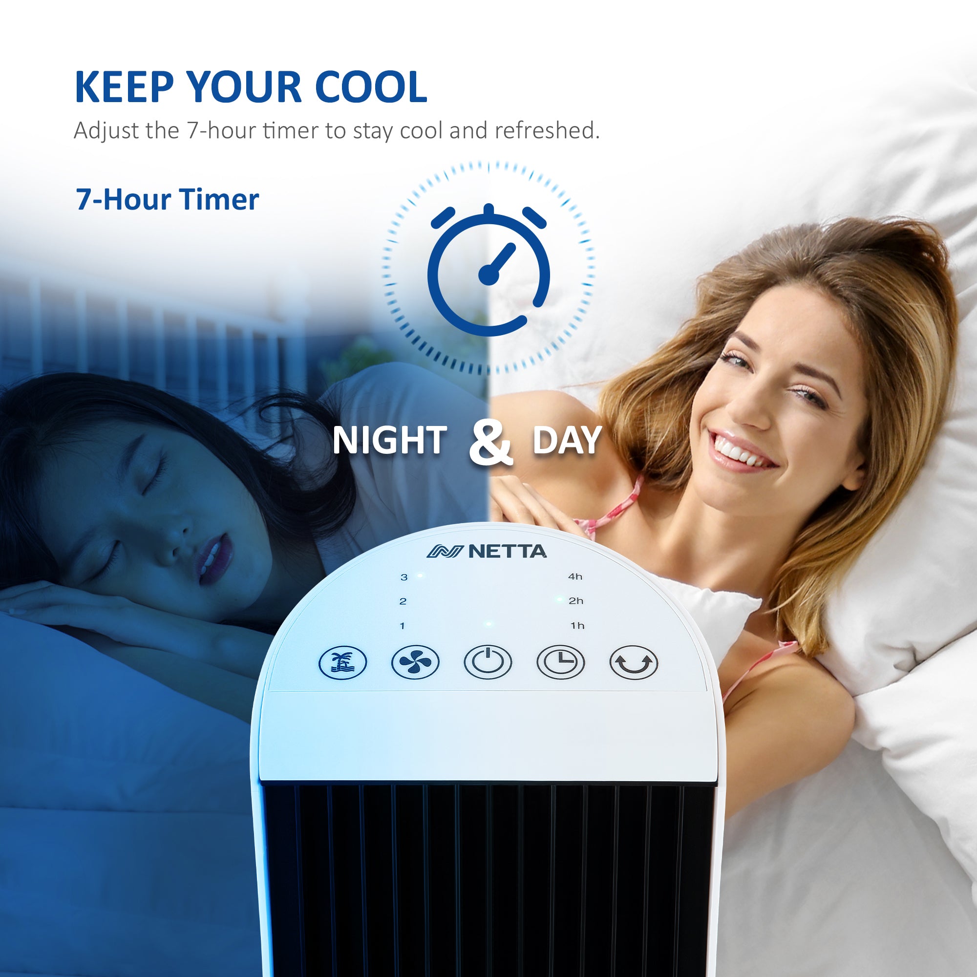 NETTA 30 Inch Tower Fan with 7-Hour Timer