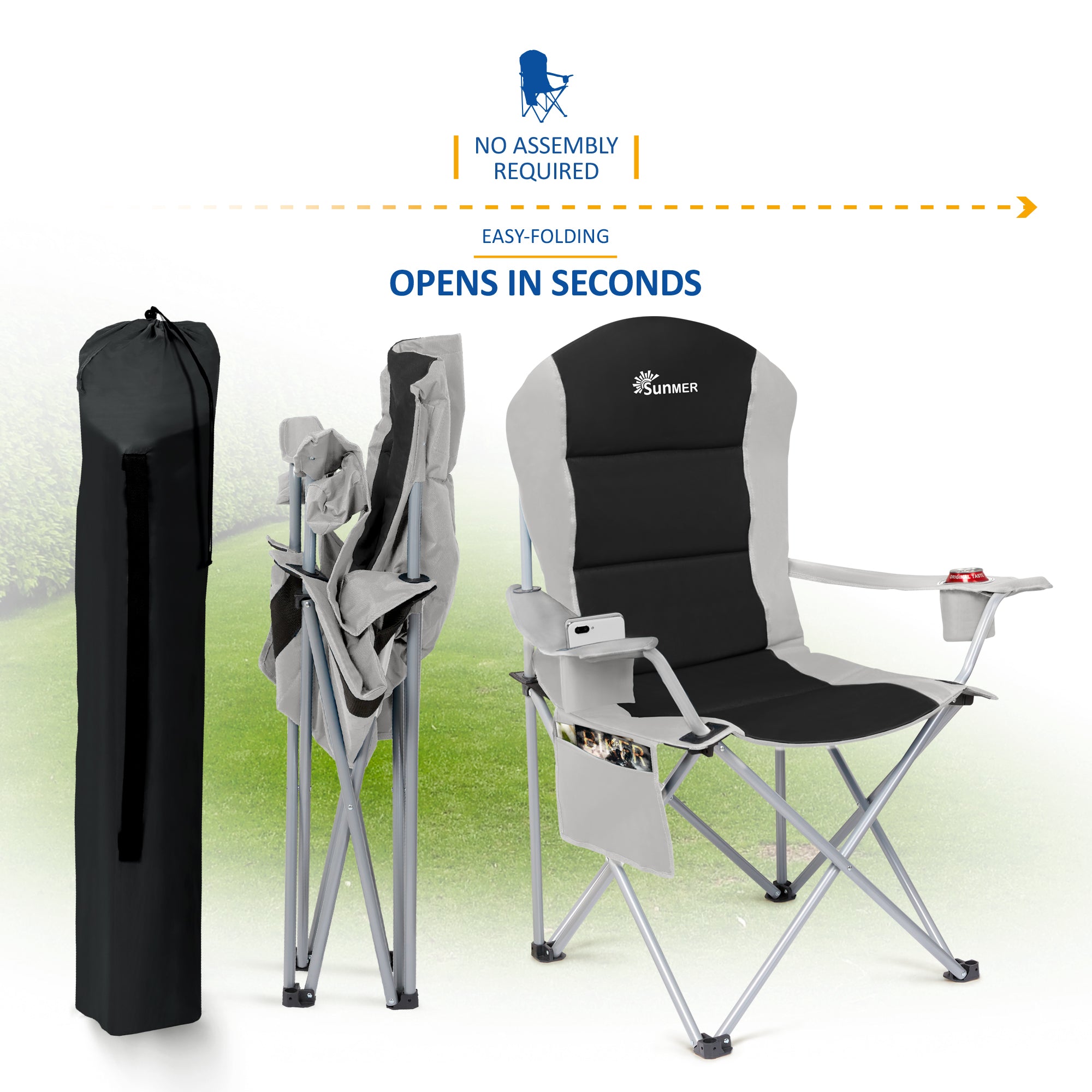 SUNMER Set of 2 Folding Padded Camping Chairs