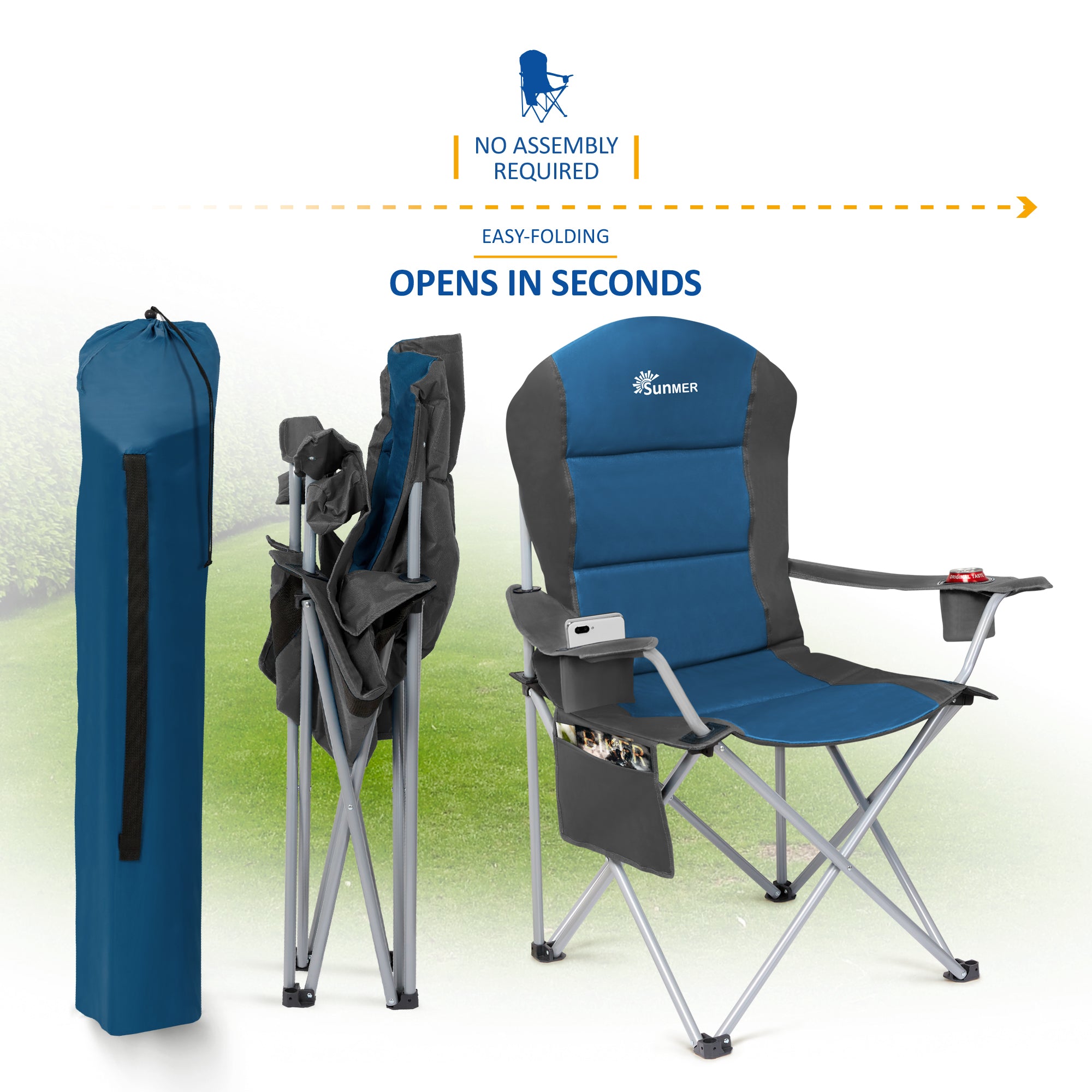 SUNMER Set of 2 Folding Padded Camping Chairs