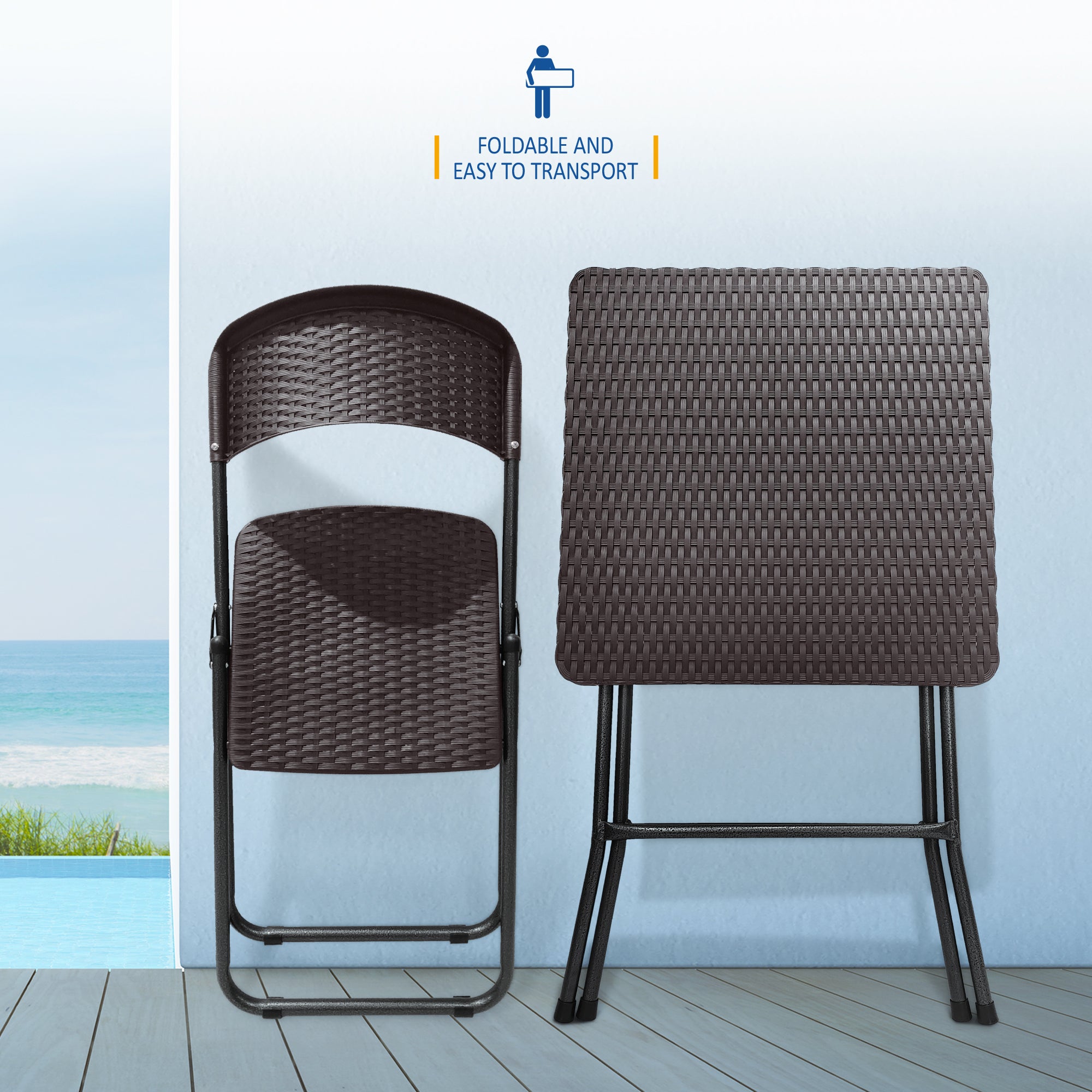 SUNMER Rattan Effect Bistro Set (3 Piece)