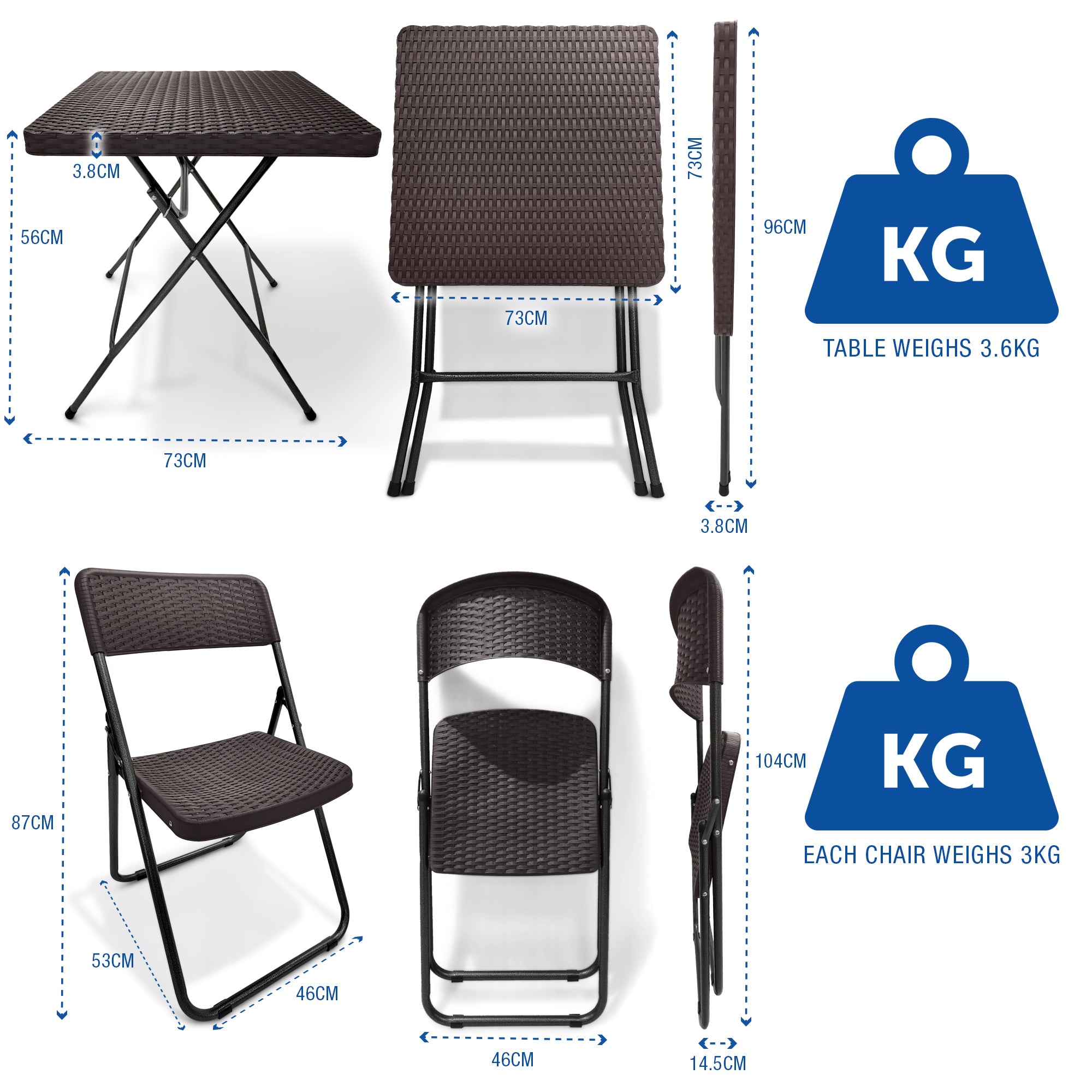 SUNMER Rattan Effect Bistro Set (3 Piece)