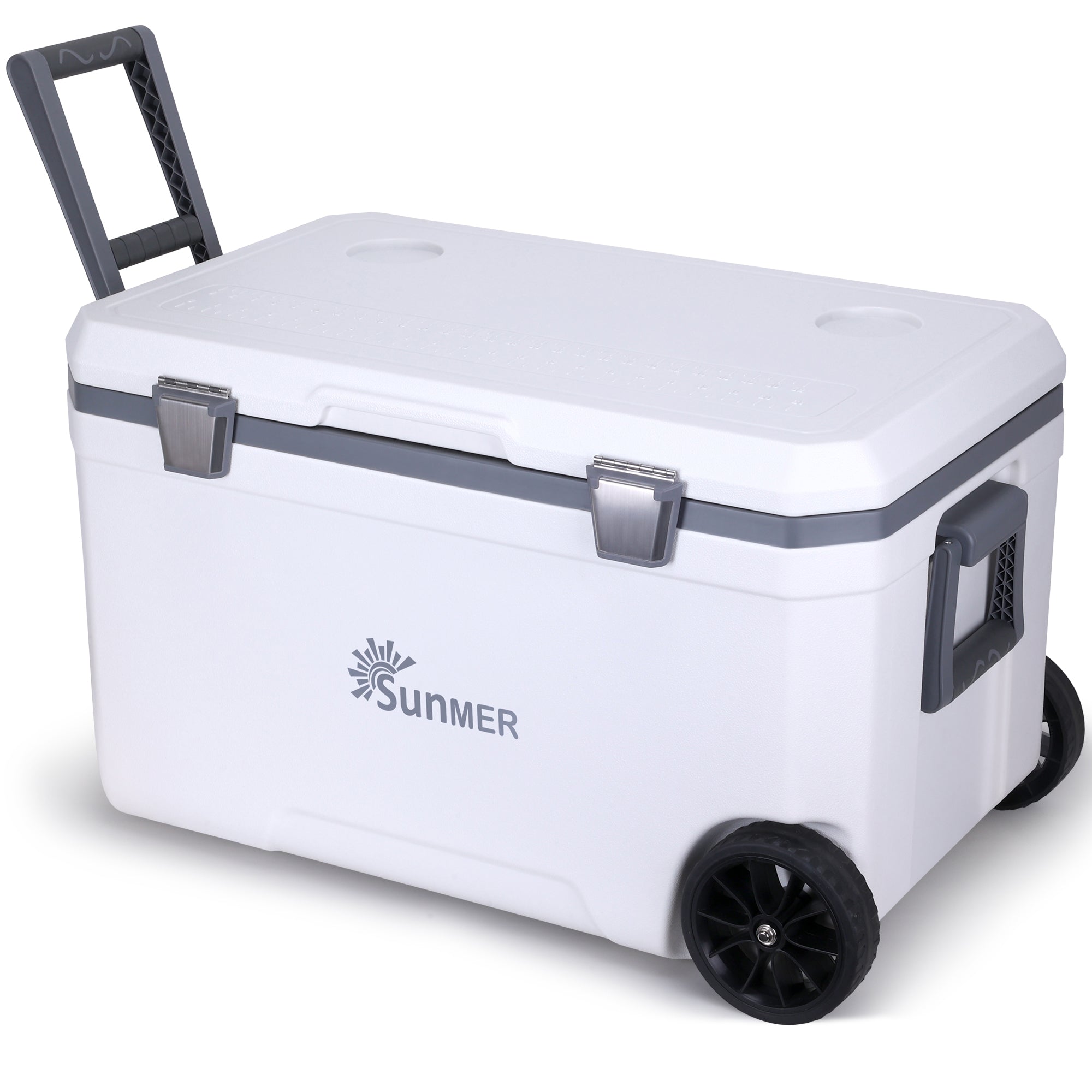 SUNMER 70L Wheeled Cooler Box – PU Foam Insulated Ice Chest with Handles & Drain Plug