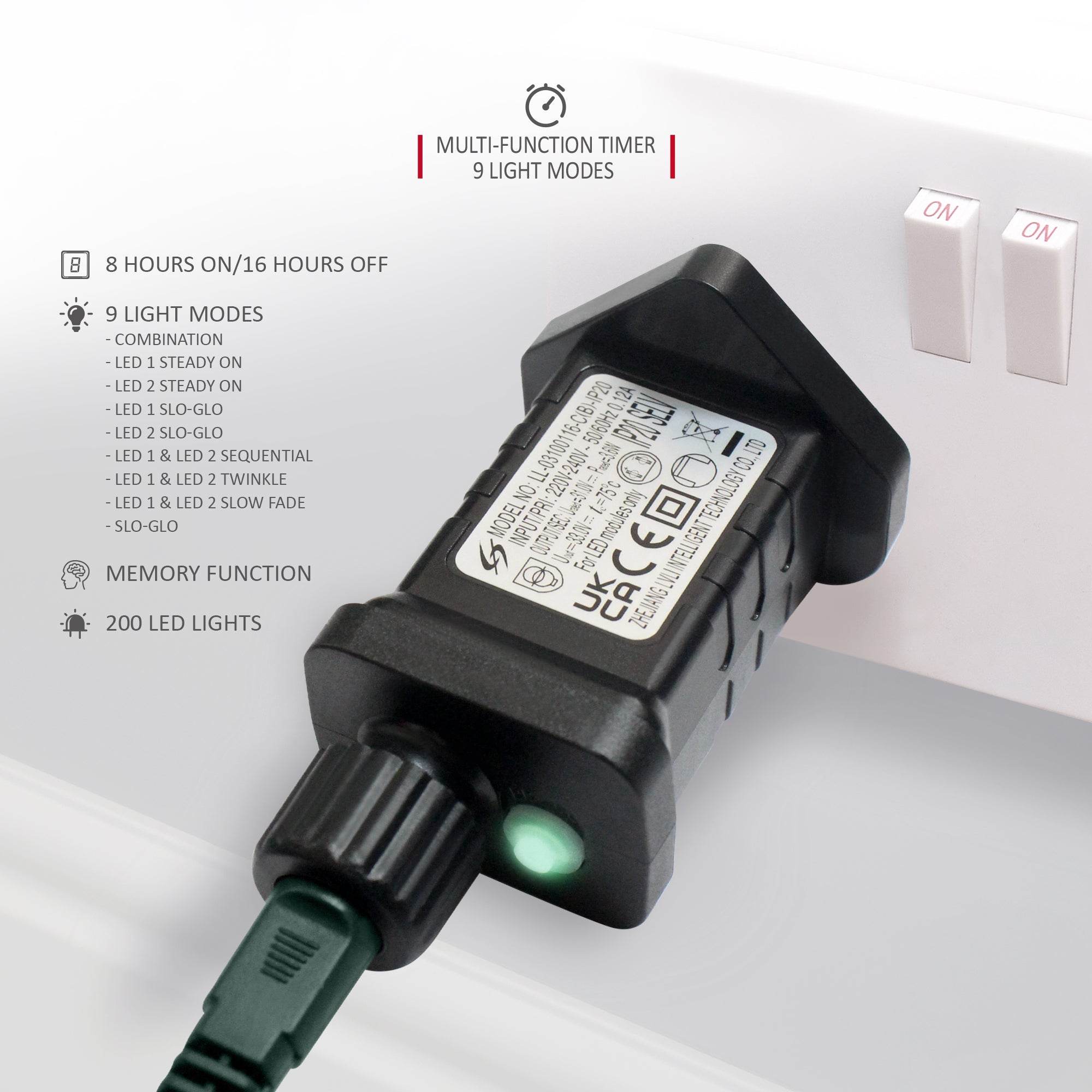 VeryMerry 7FT Pre Lit Christmas Tree 2in1 Dual-Color - Warm White/Multi Colour 400 LED Lights with Auto-Off Timer