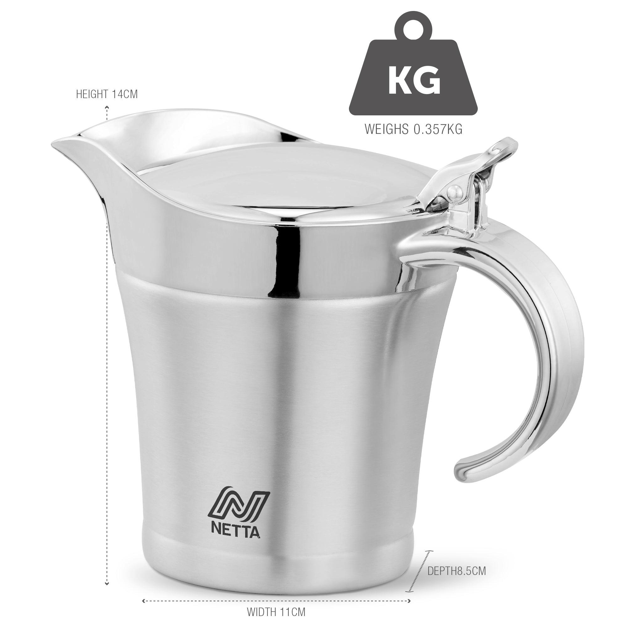 NETTA Insulated Stainless Steel Gravy Boat - 500ml Capacity