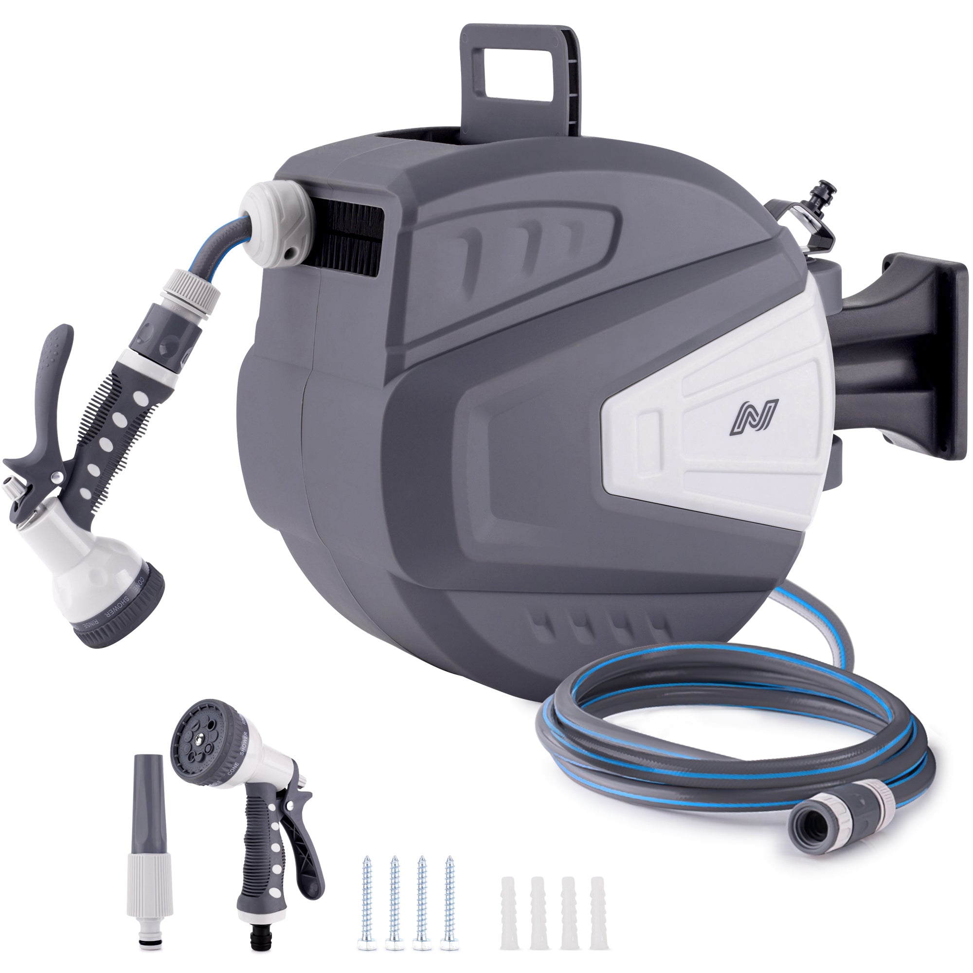 NETTA Retractable Hose Reel with Auto Rewind & 180° Swivel