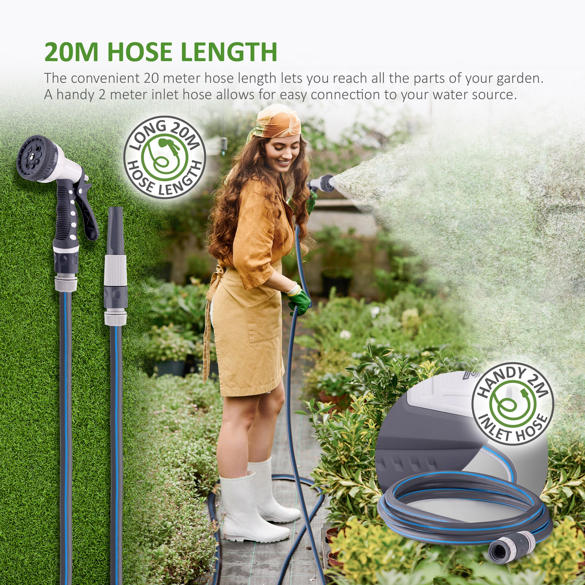 NETTA Retractable Hose Reel with Auto Rewind & 180° Swivel