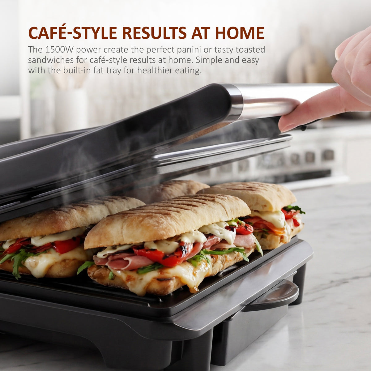 NETTA 1500W 2-Slice Panini Maker & Health Grill