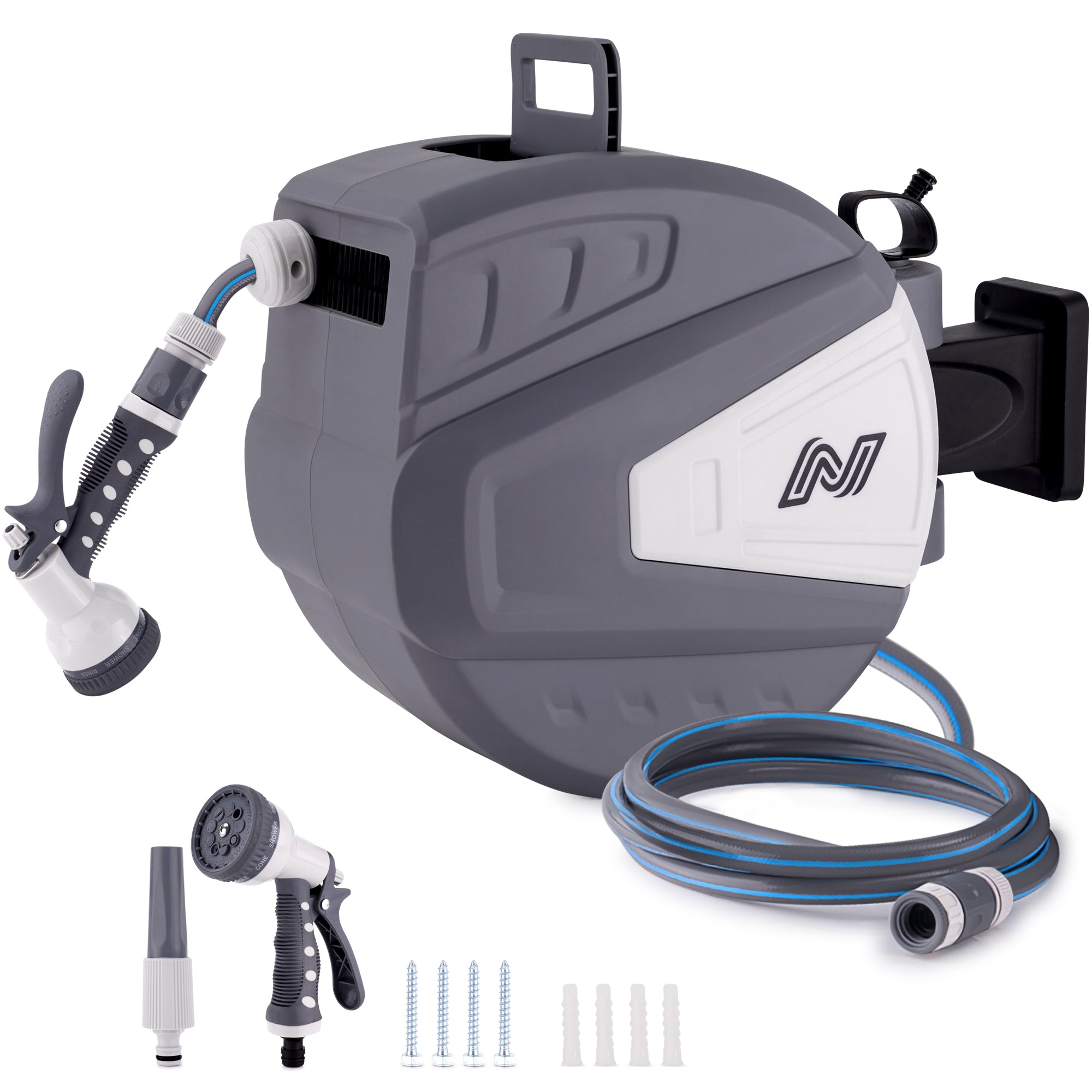 NETTA Retractable Hose Reel with Auto Rewind & 180° Swivel