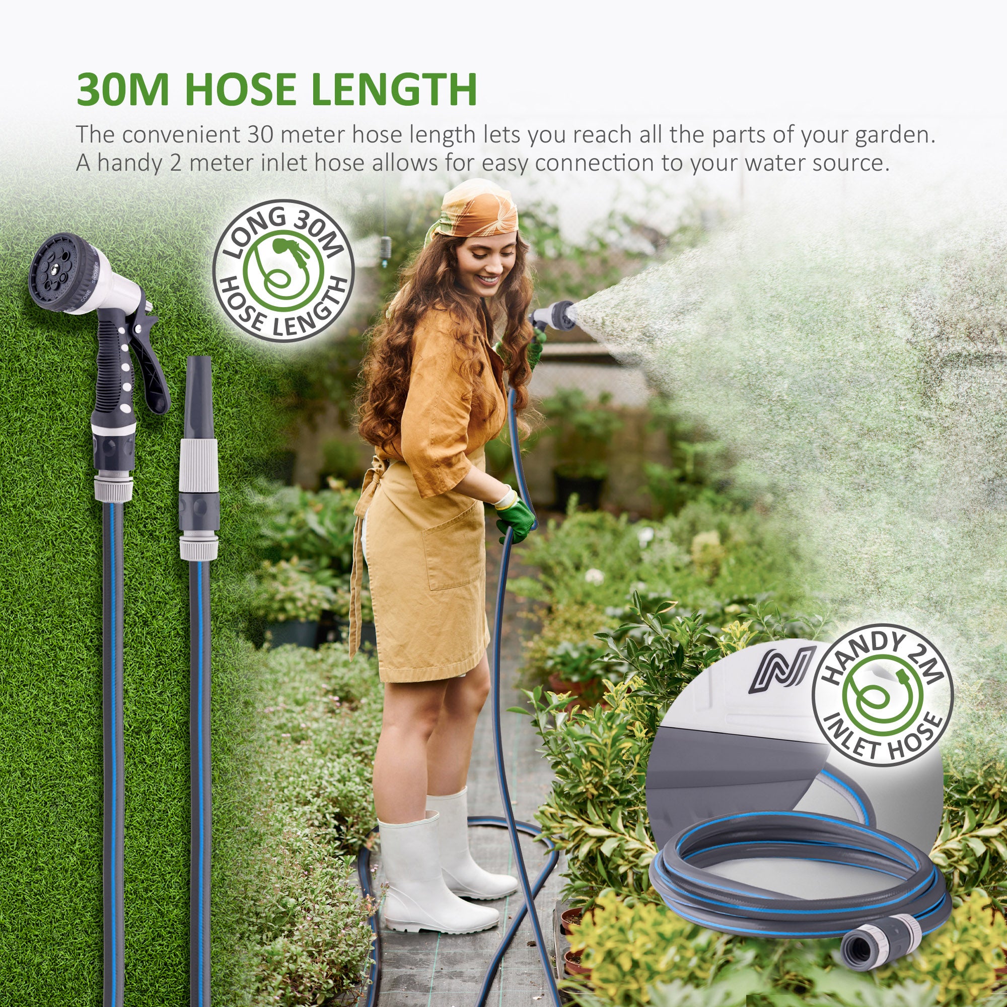 NETTA Retractable Hose Reel with Auto Rewind & 180° Swivel