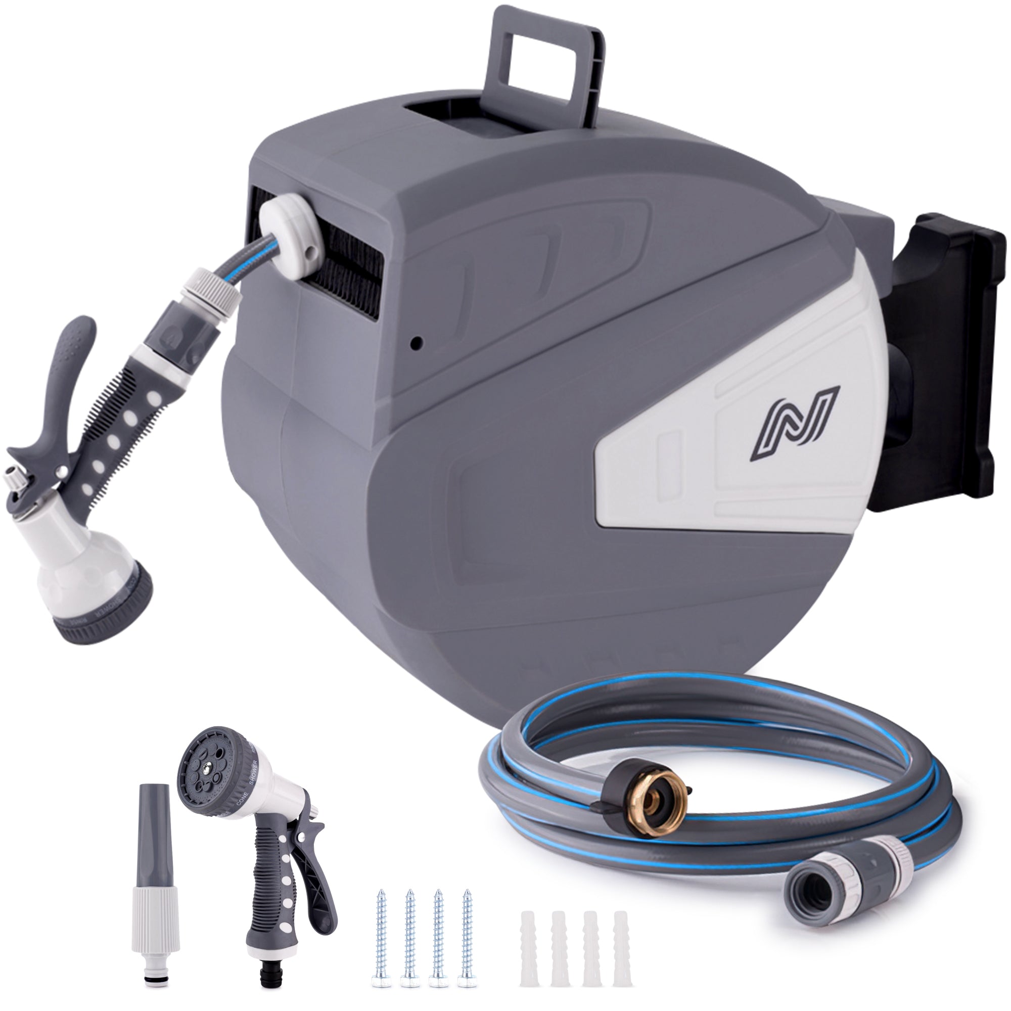 NETTA Retractable Hose Reel with Auto Rewind & 180° Swivel