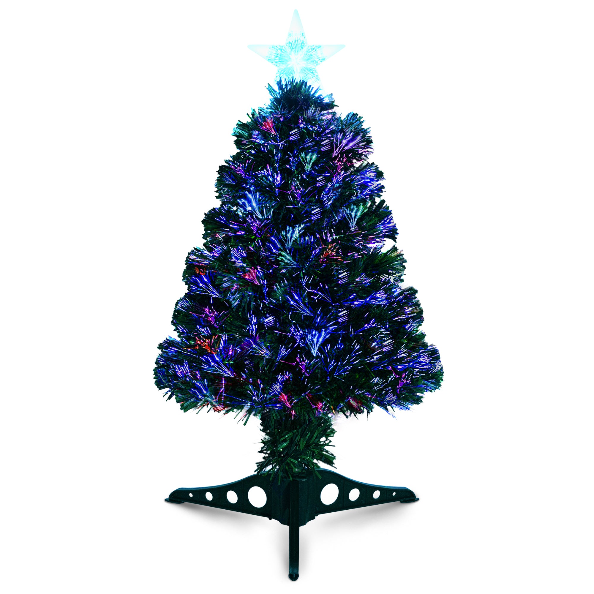 VeryMerry Fibre Optic Christmas Tree with Timer Lights, Pre-Lit Artificial Xmas Tree