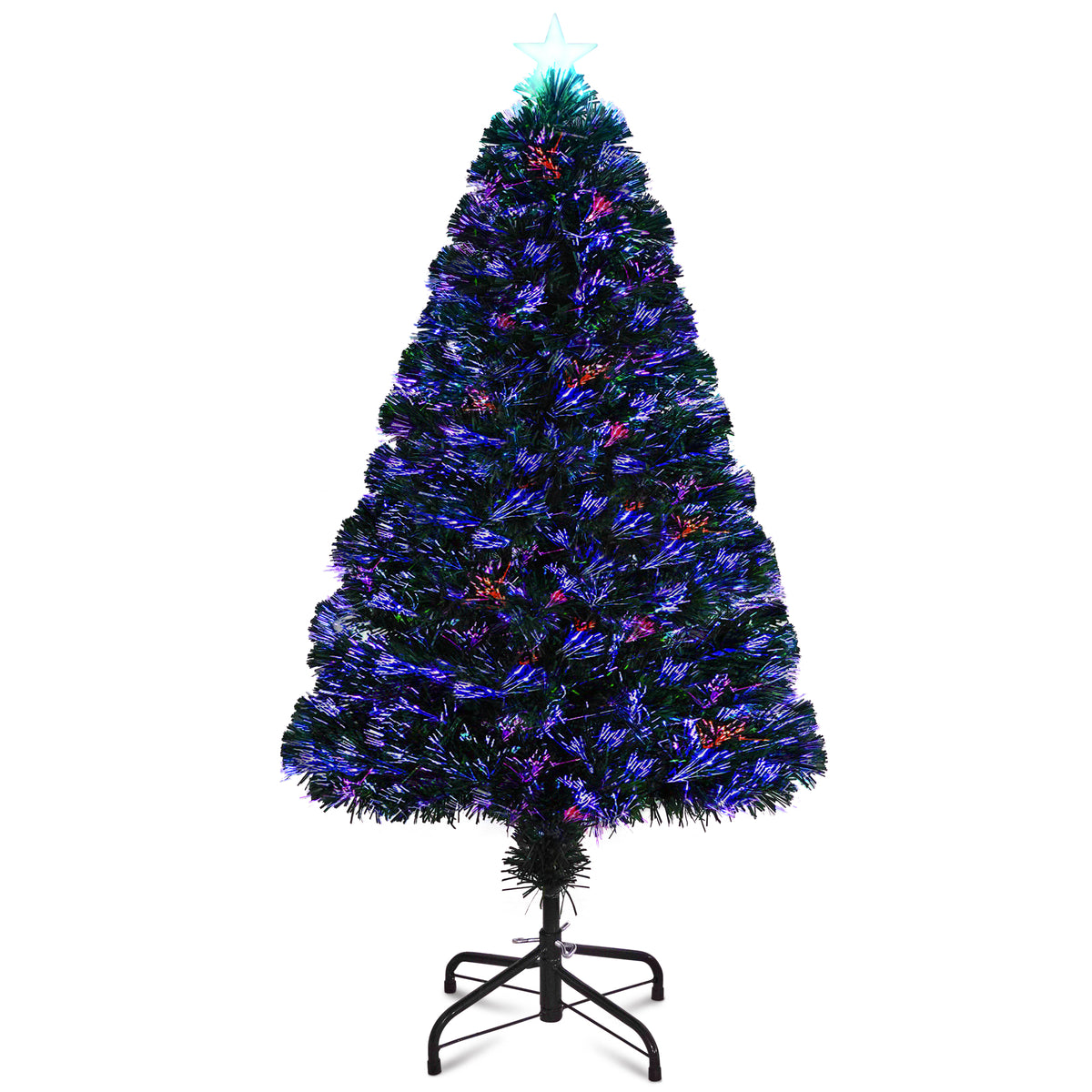 VeryMerry Fibre Optic Christmas Tree with Timer Lights, Pre-Lit Artificial Xmas Tree