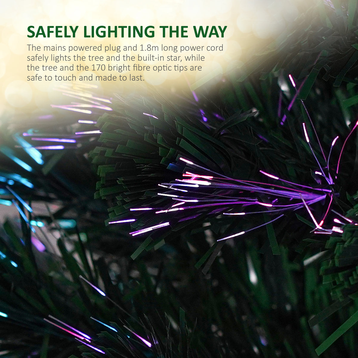 VeryMerry Fibre Optic Christmas Tree with Timer Lights, Pre-Lit Artificial Xmas Tree