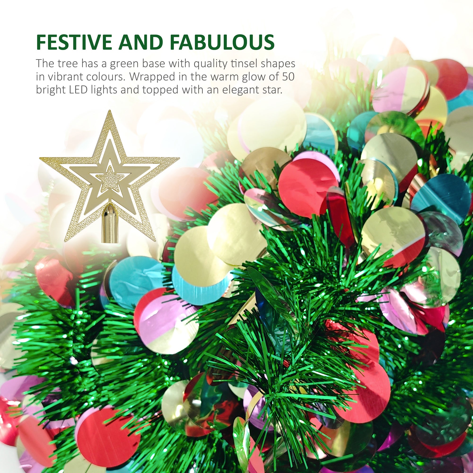 VeryMerry Pop Up Christmas Tree with LED Lights & Timer