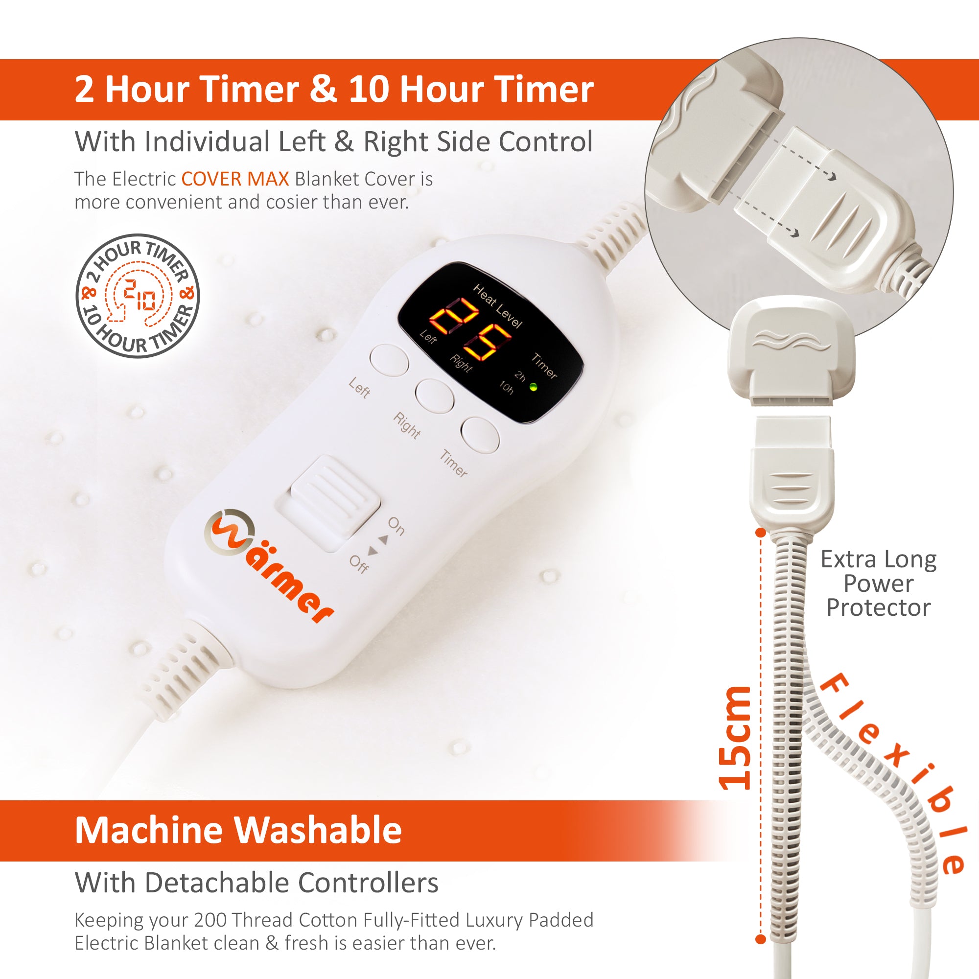 Wärmer 'Cover Max' Electric Blanket Maximum Coverage, Dual Heating Zones, 9 Heat Settings & Timer