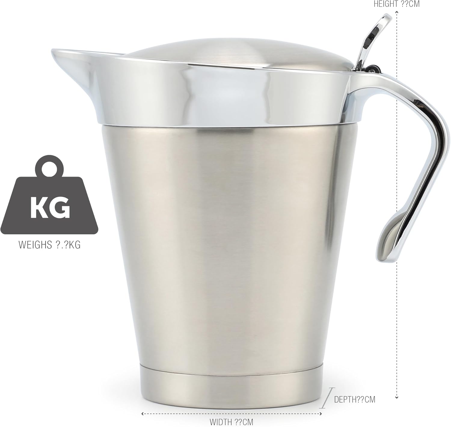 NETTA 1L Stainless Steel Gravy Boat with Lid – Double Wall Insulated Sauce Jug for Gravy, Custard, Cream & Sauces