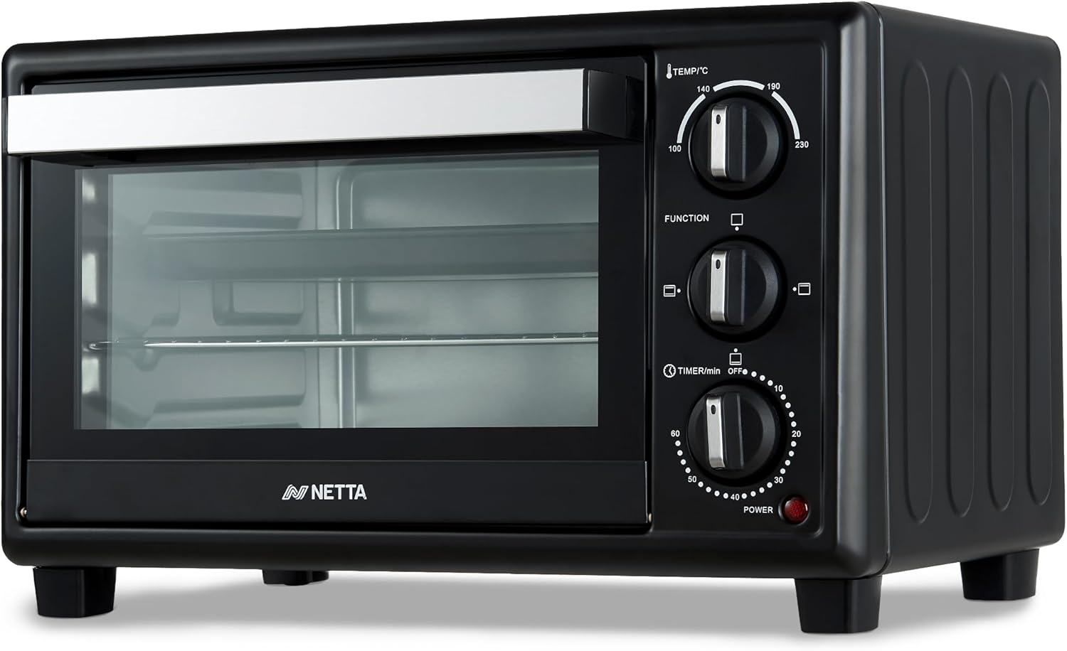 NETTA Mini Oven 20L Portable Electric Grill - Multi Cooking Function Grill and Bake - Adjustable Temperature Control, Timer