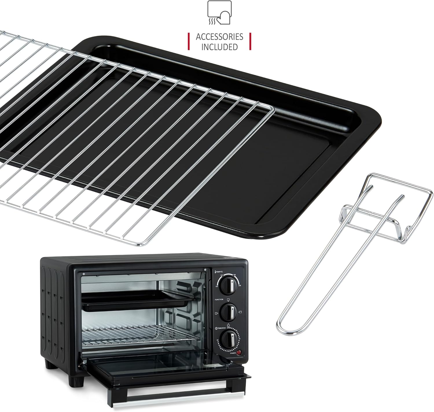 NETTA Mini Oven 20L Portable Electric Grill - Multi Cooking Function Grill and Bake - Adjustable Temperature Control, Timer