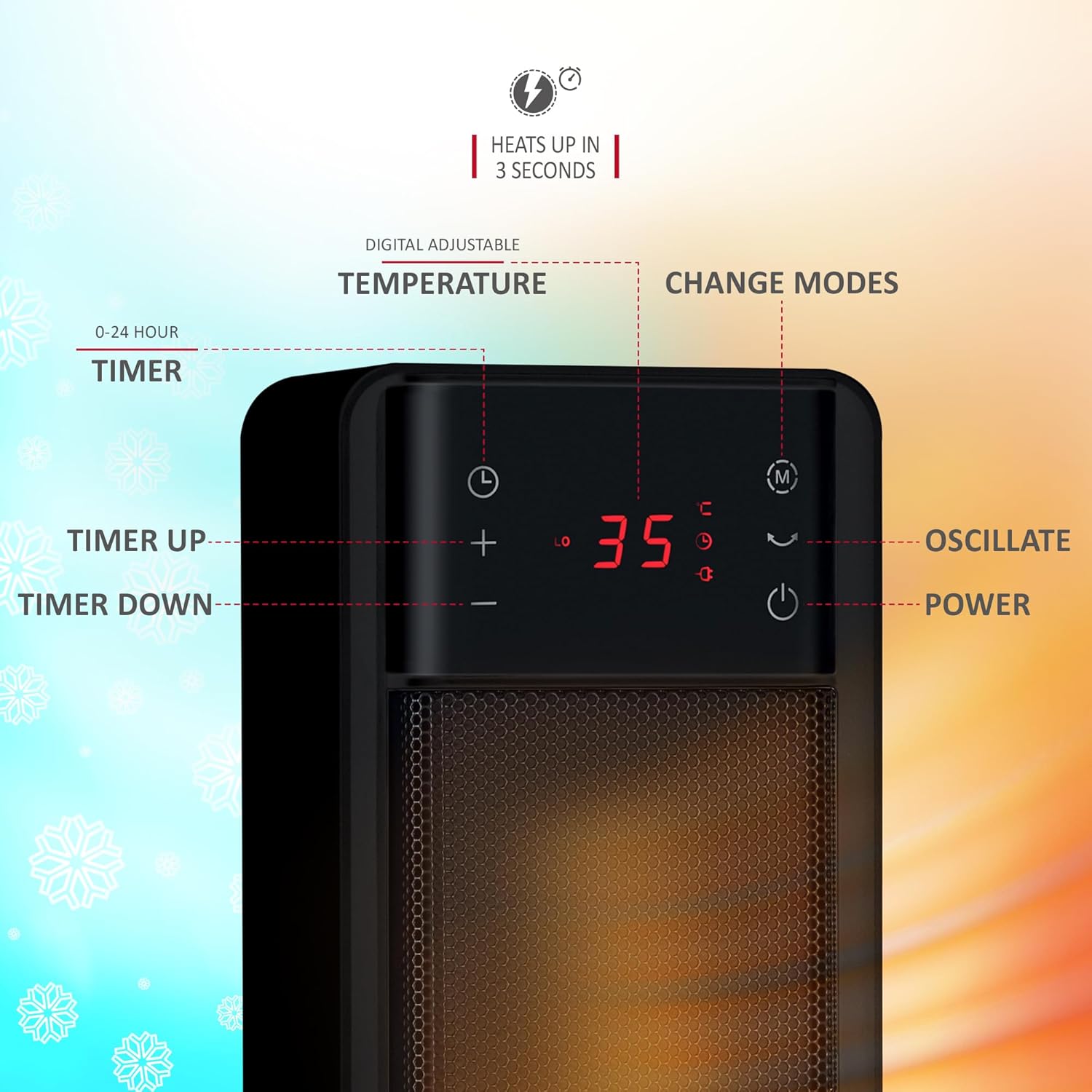 NETTA Tall Ceramic Tower Heater 2000W, Portable Electric Heater with Remote