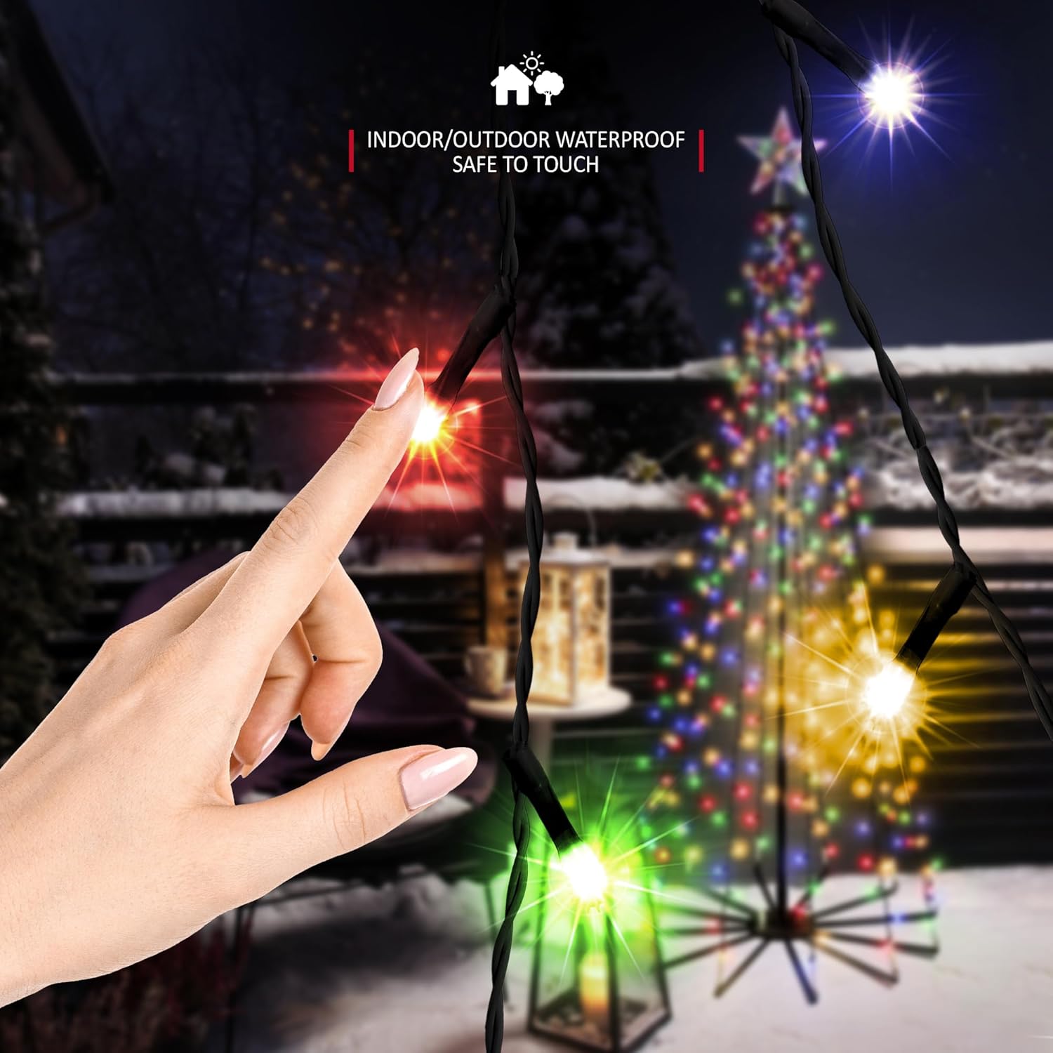 VeryMerry Christmas Cone Tree Warm White for Indoor Outdoor Use, LED Light Pre Lit With Auto-Off Timer, 8 Lighting Modes