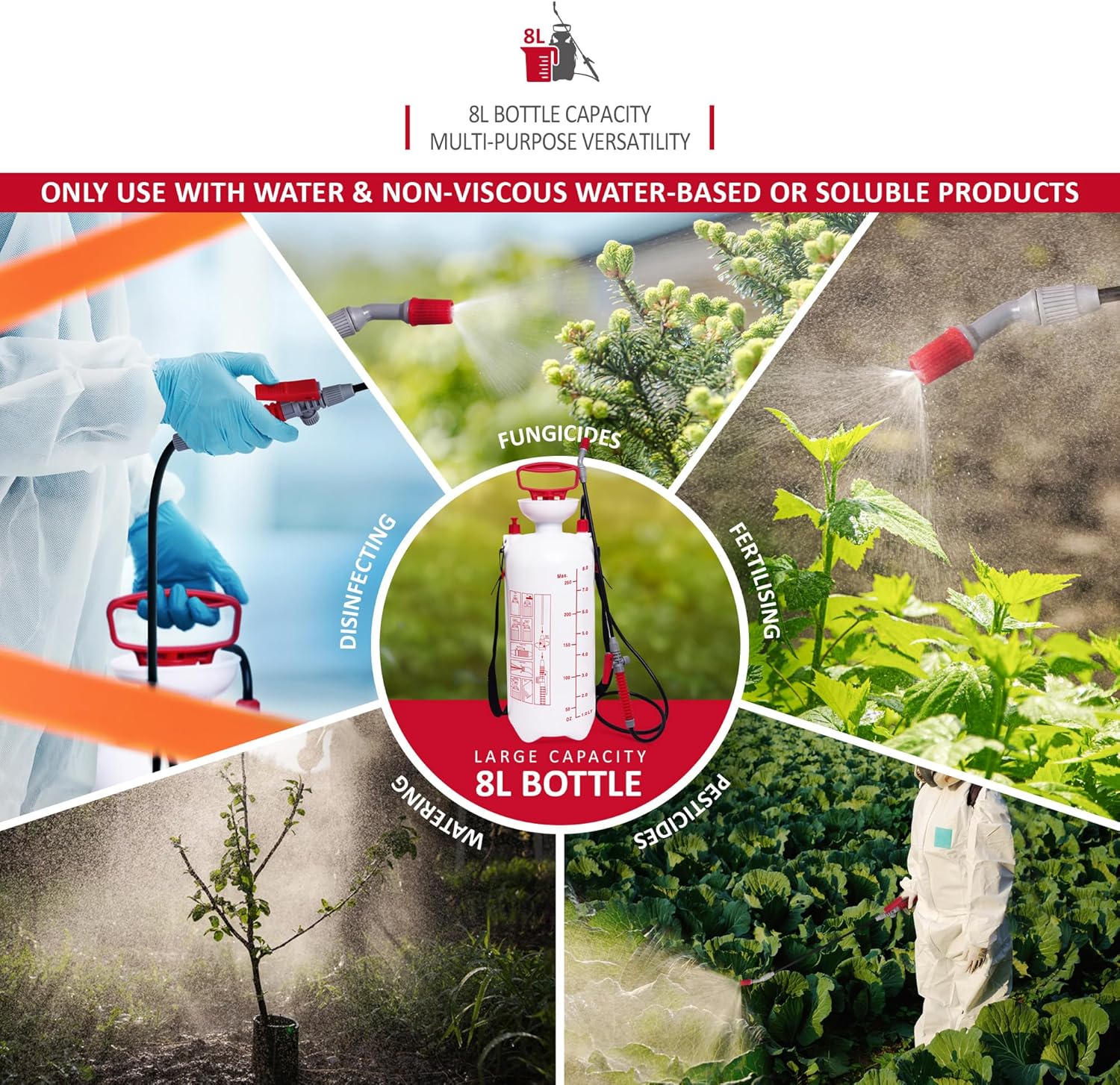 NETTA Garden Sprayer Pressure Pump Sprayer for Weed Killer, Patio Cleaning, Fertilizer, Pesticides, Fungicides, Water Car Cleaning