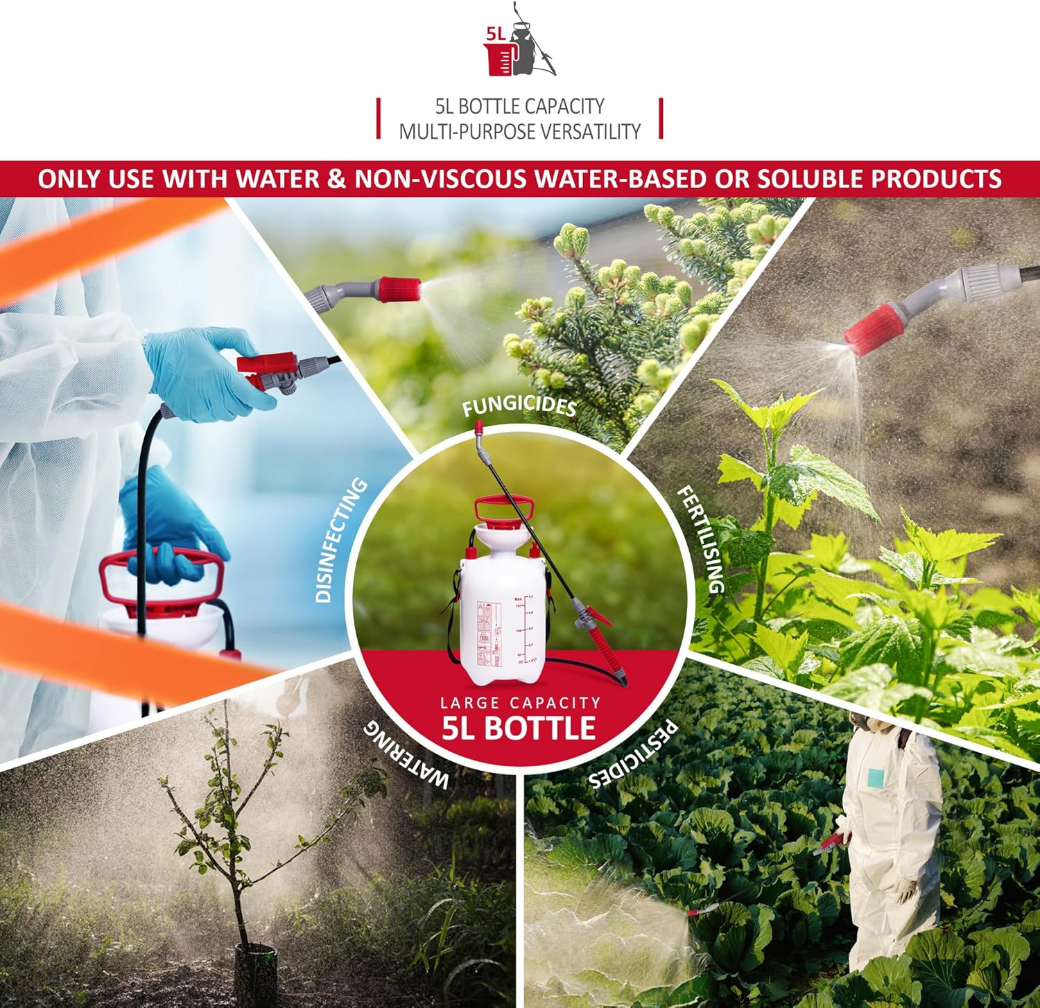 NETTA Garden Sprayer Pressure Pump Sprayer for Weed Killer, Patio Cleaning, Fertilizer, Pesticides, Fungicides, Water Car Cleaning