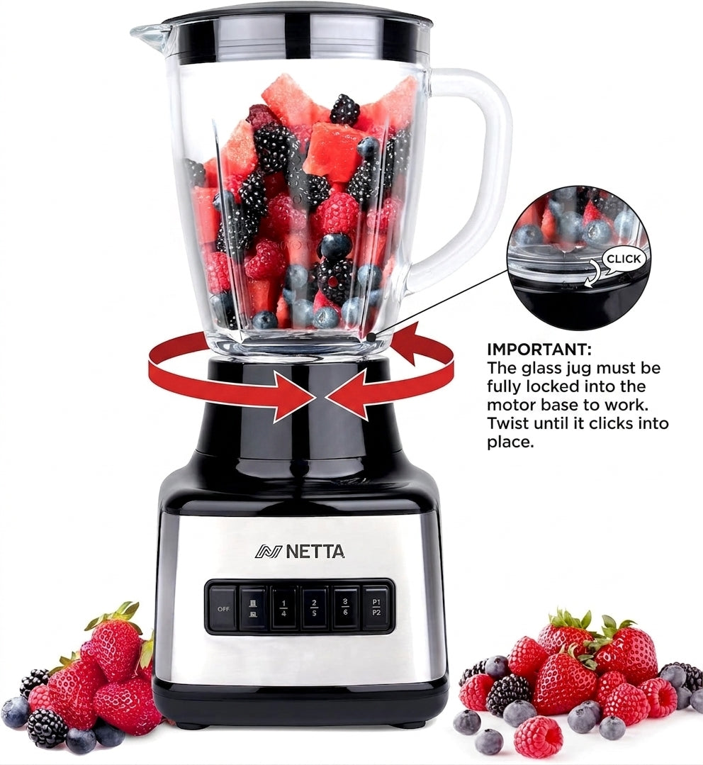NETTA 8-Speed Table Blender with 1.5L Glass Jug