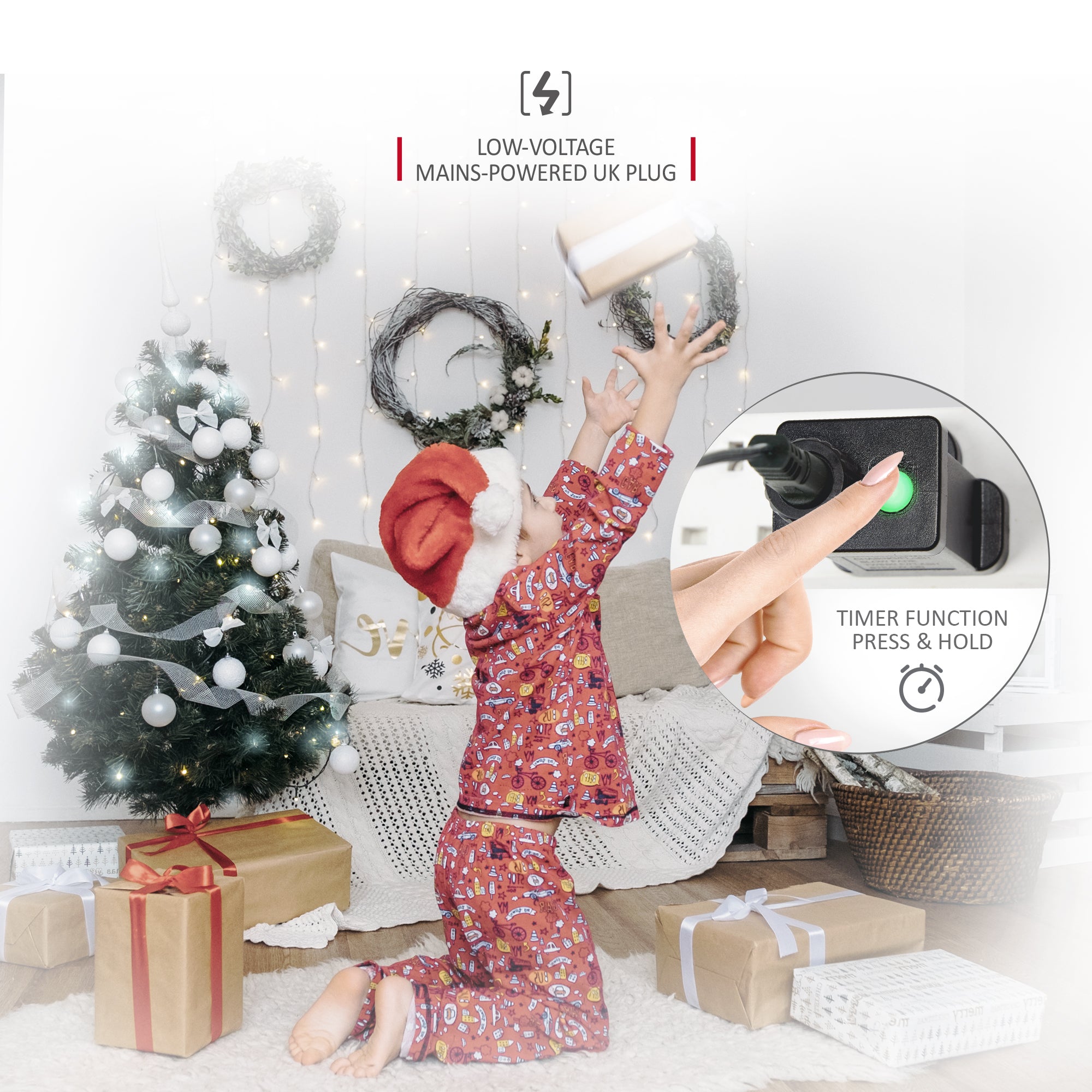 NETTA LED Icicle Lights Outdoor Christmas Lights 8 Hours On Timer, 8 Lighting Modes