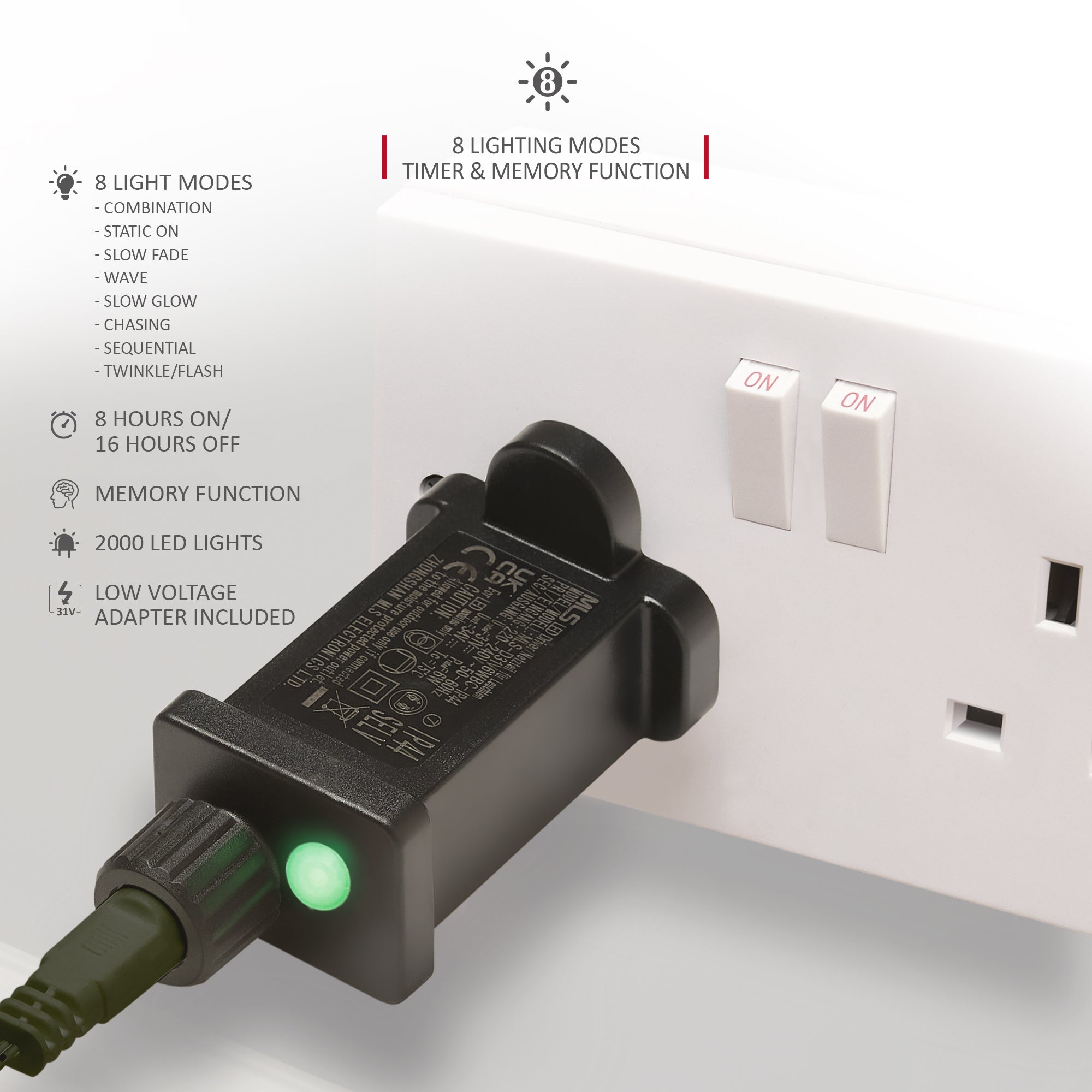 NETTA LED Icicle Lights Outdoor Christmas Lights 8 Hours On Timer, 8 Lighting Modes