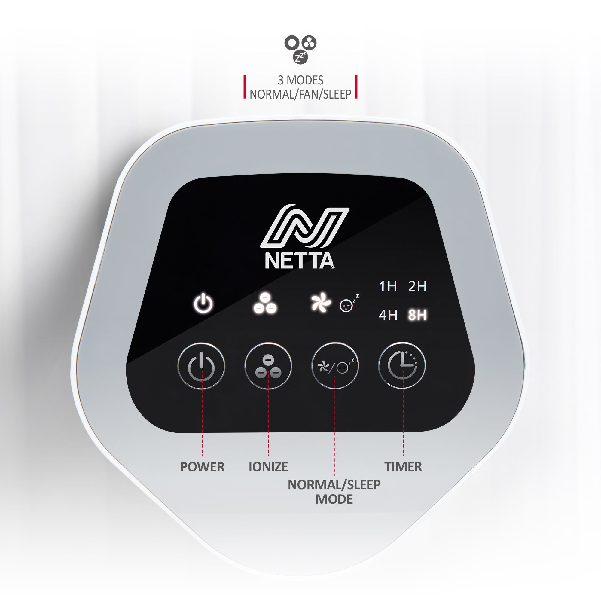 NETTA Air Purifier With True HEPA, Active Carbon Filters and Ionizer