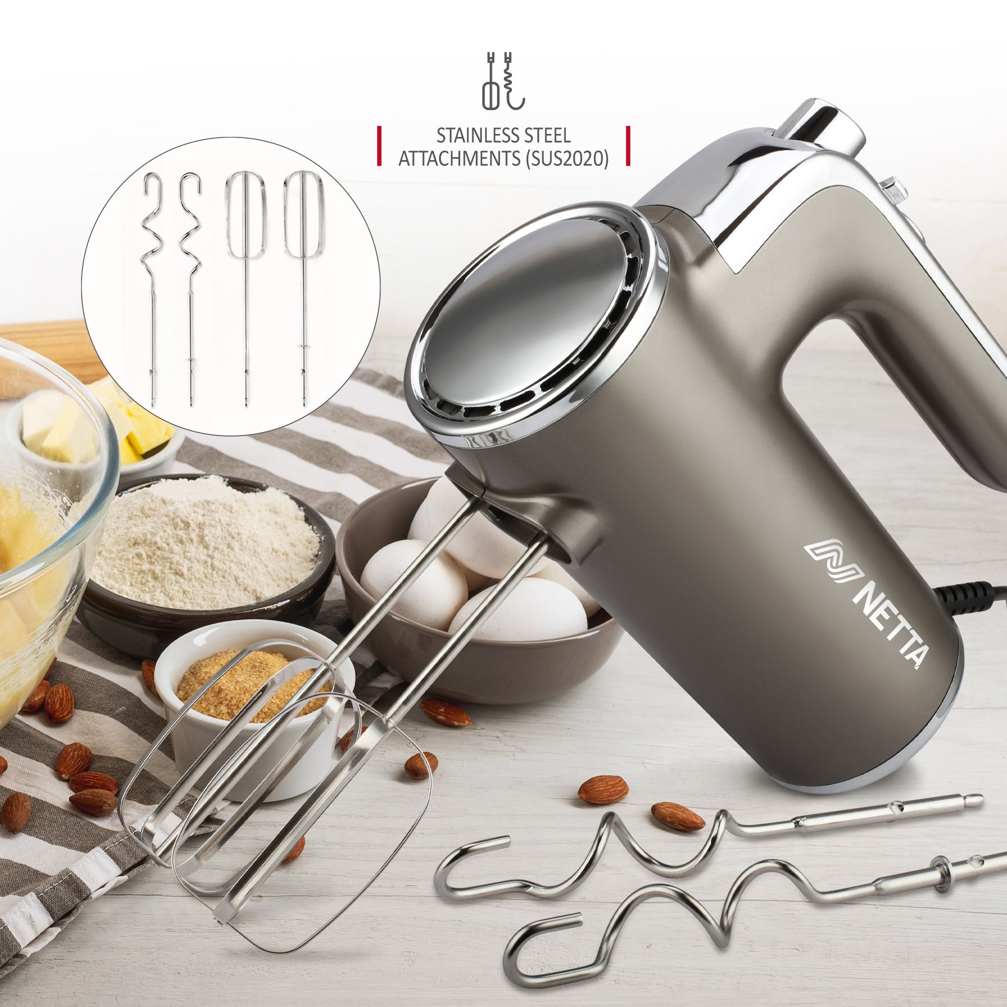 NETTA 400W Hand Mixer - Stainless Steel