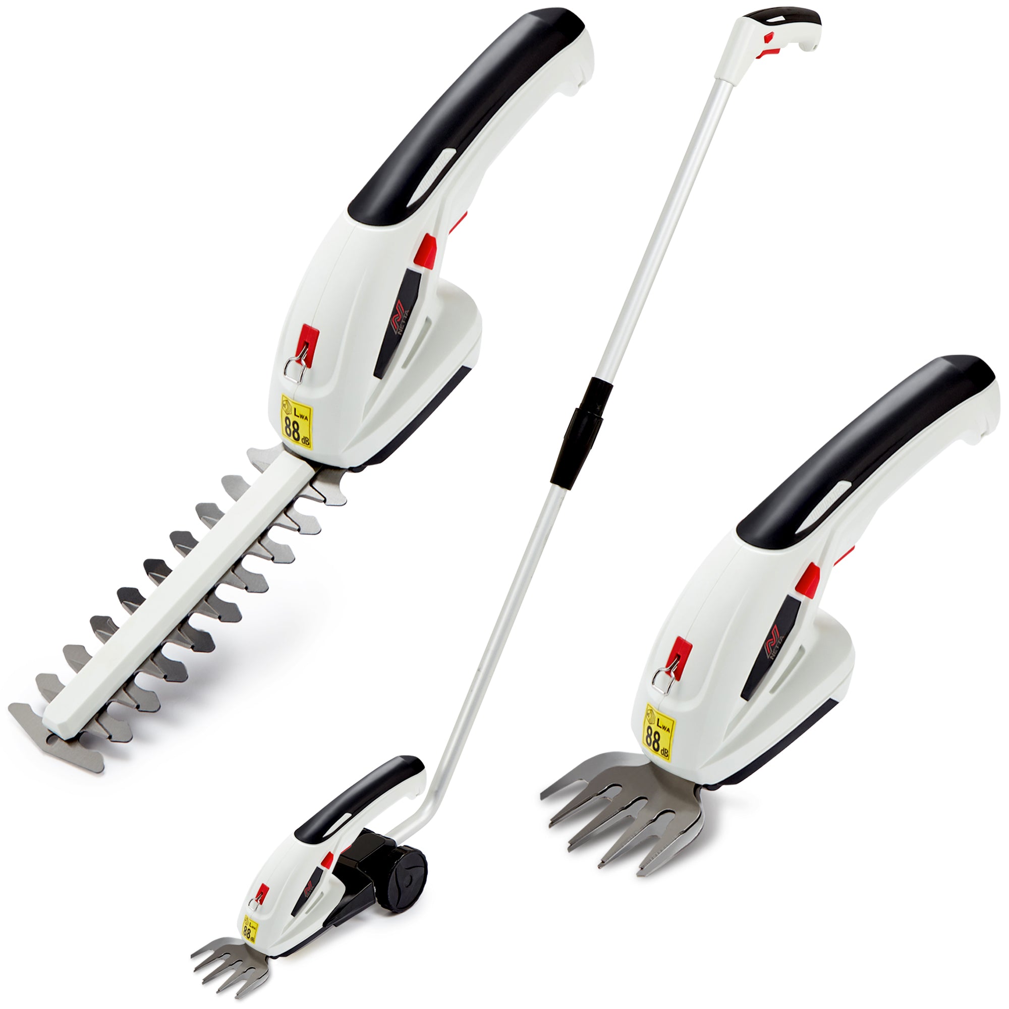 NETTA 7.2V Cordless 2 in 1 Lithium-Ion Grass and Hedge Trimmer, Edging and Shrub Shear, With Telescopic Pole Handle