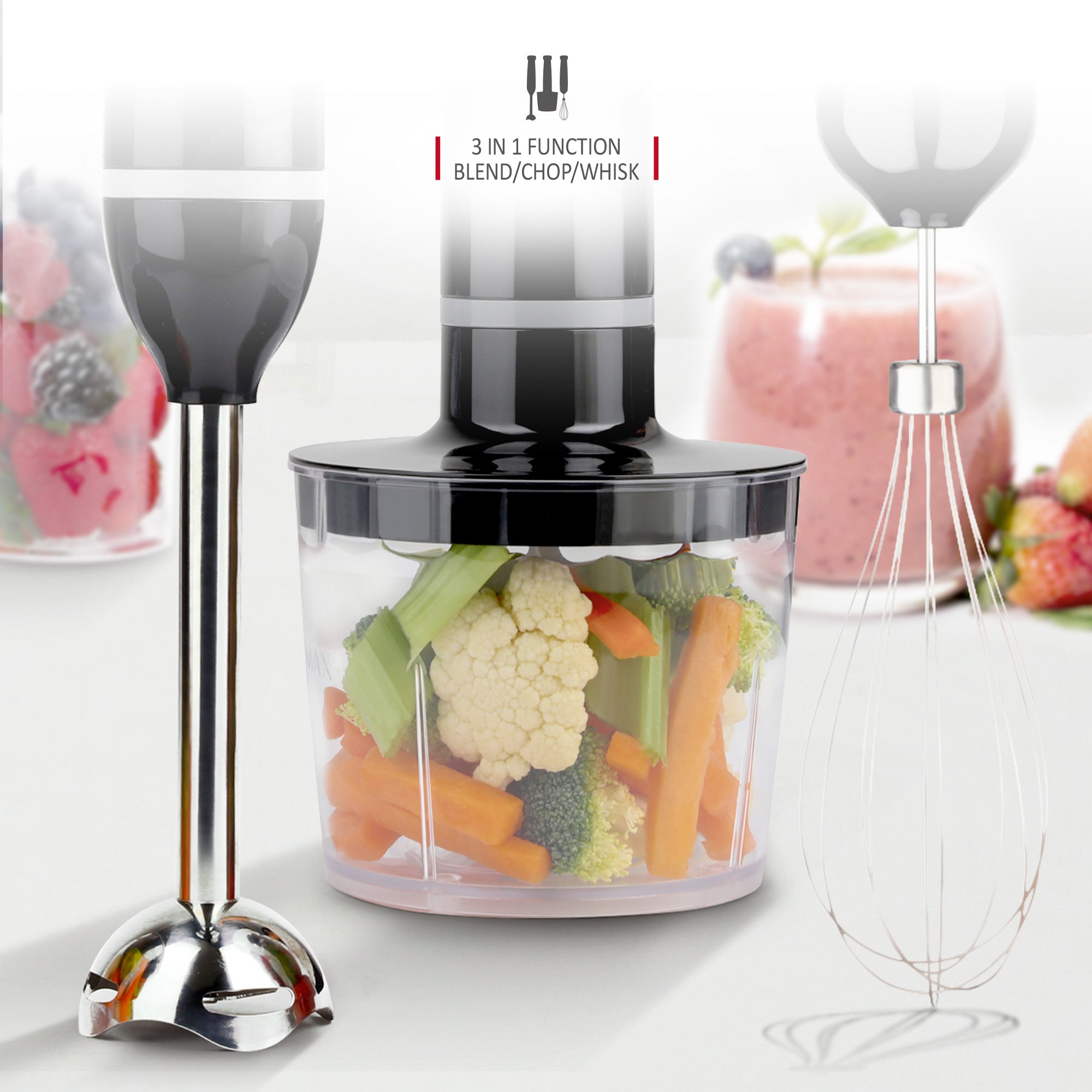 NETTA Hand Blender with Whisk, Mini Chopper and 700ml Beaker