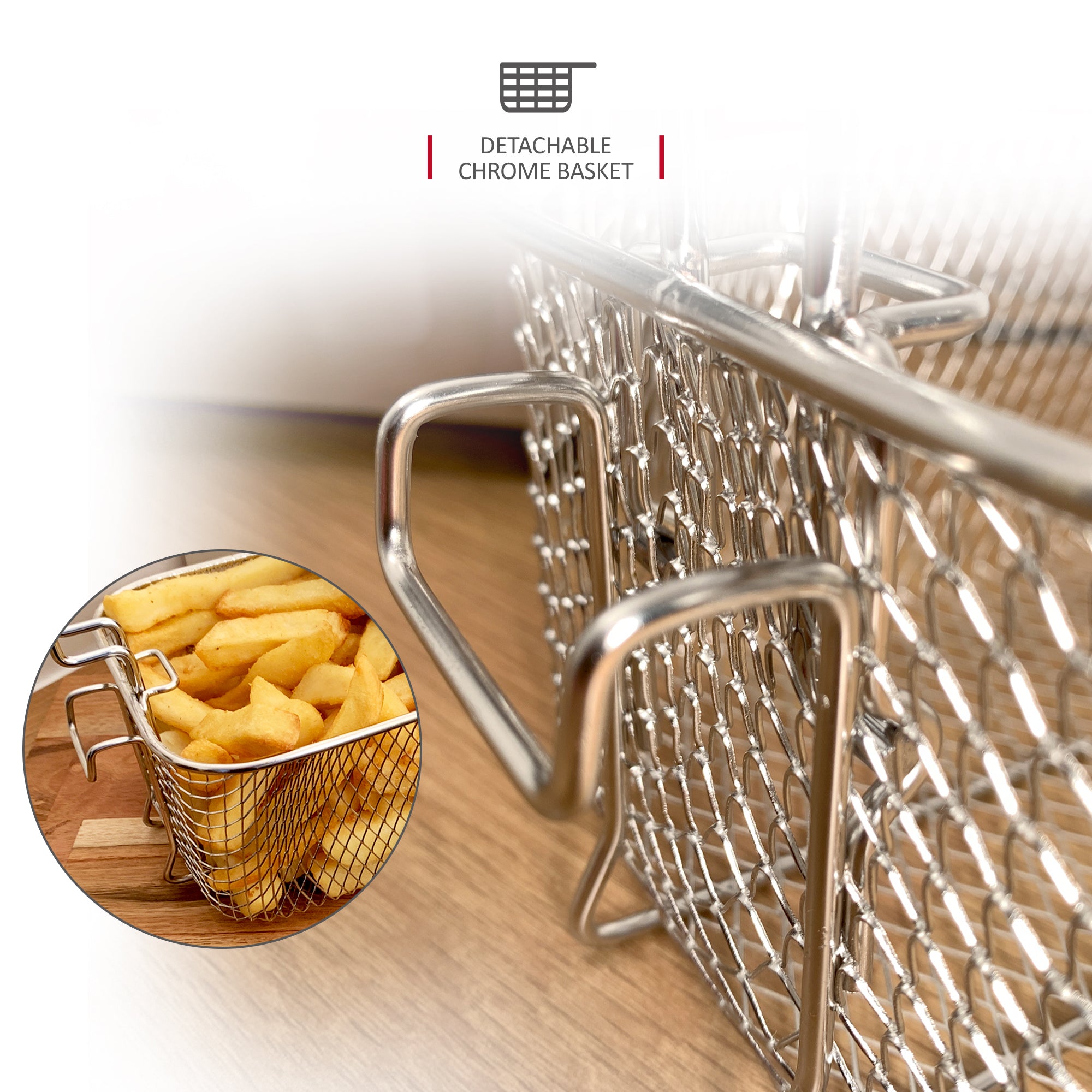 NETTA 3L Deep Fat Fryer with a Viewing Window, 700g Capacity, Powerful 1800W