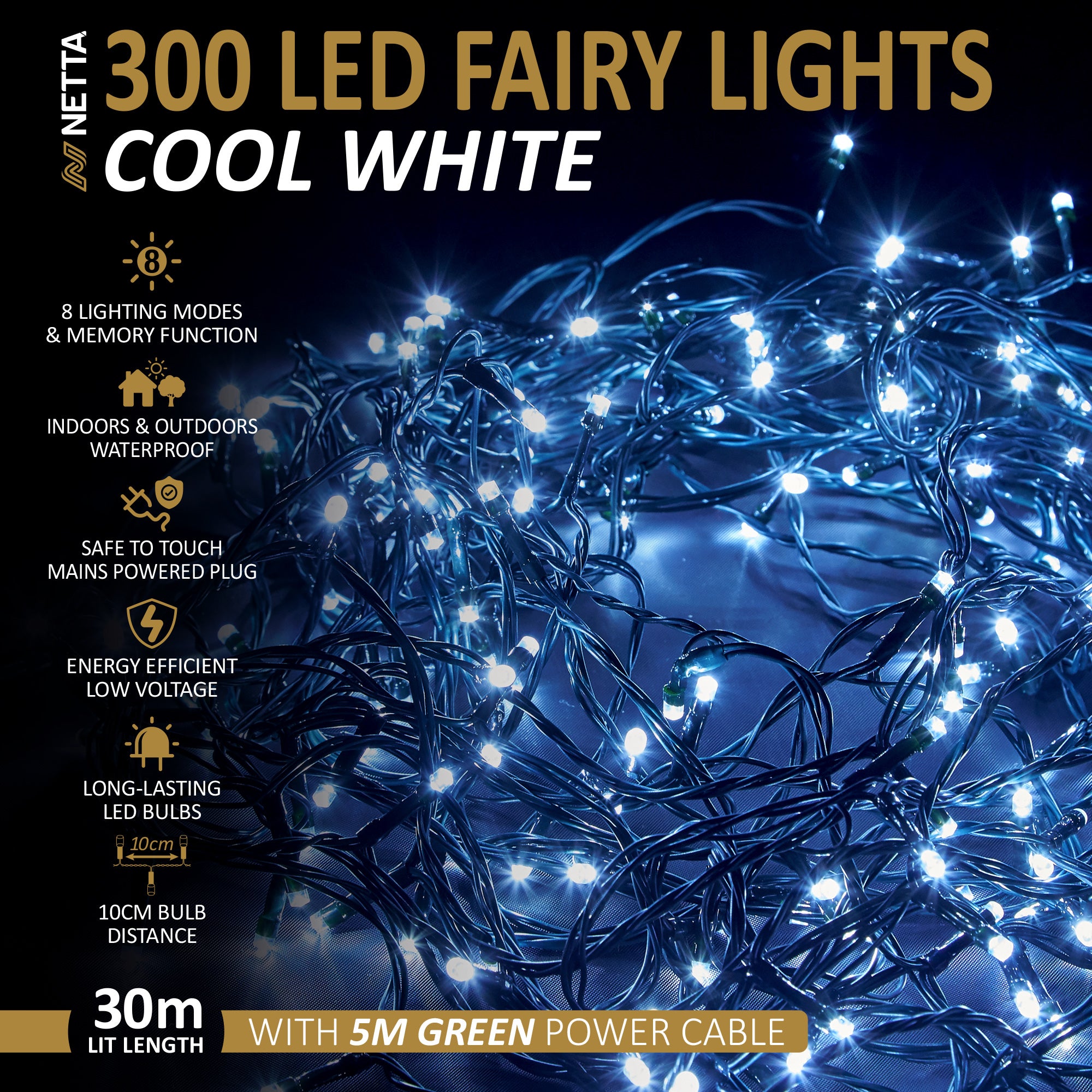 NETTA LED Fairy String Lights Outdoor and Indoor Plug In