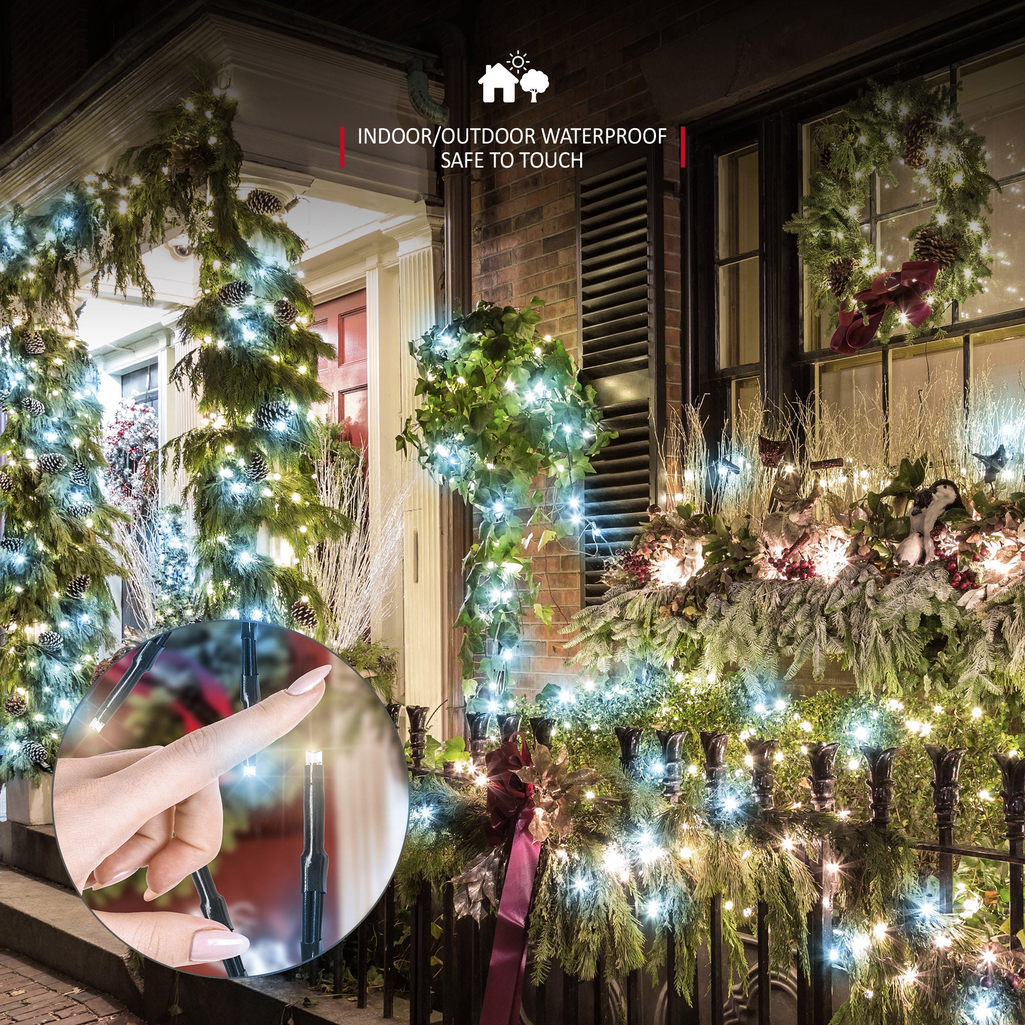 NETTA Plug-In LED 12M Cluster String Lights Outdoor and Indoor