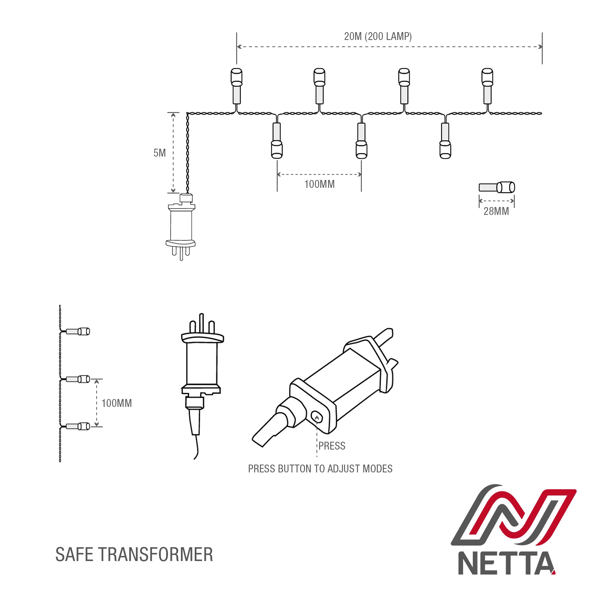 NETTA LED Fairy String Lights Outdoor and Indoor Plug In
