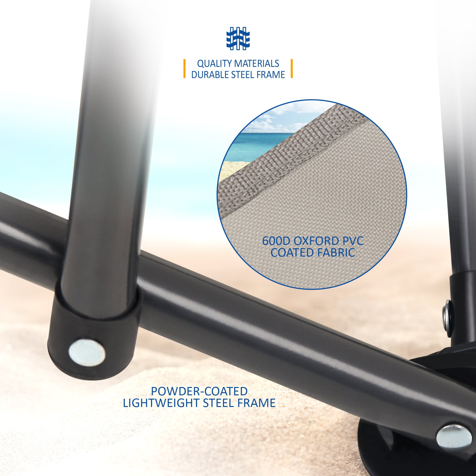 SUNMER Set of 2 Folding Beach Chairs with Side Pocket & Carry Bag