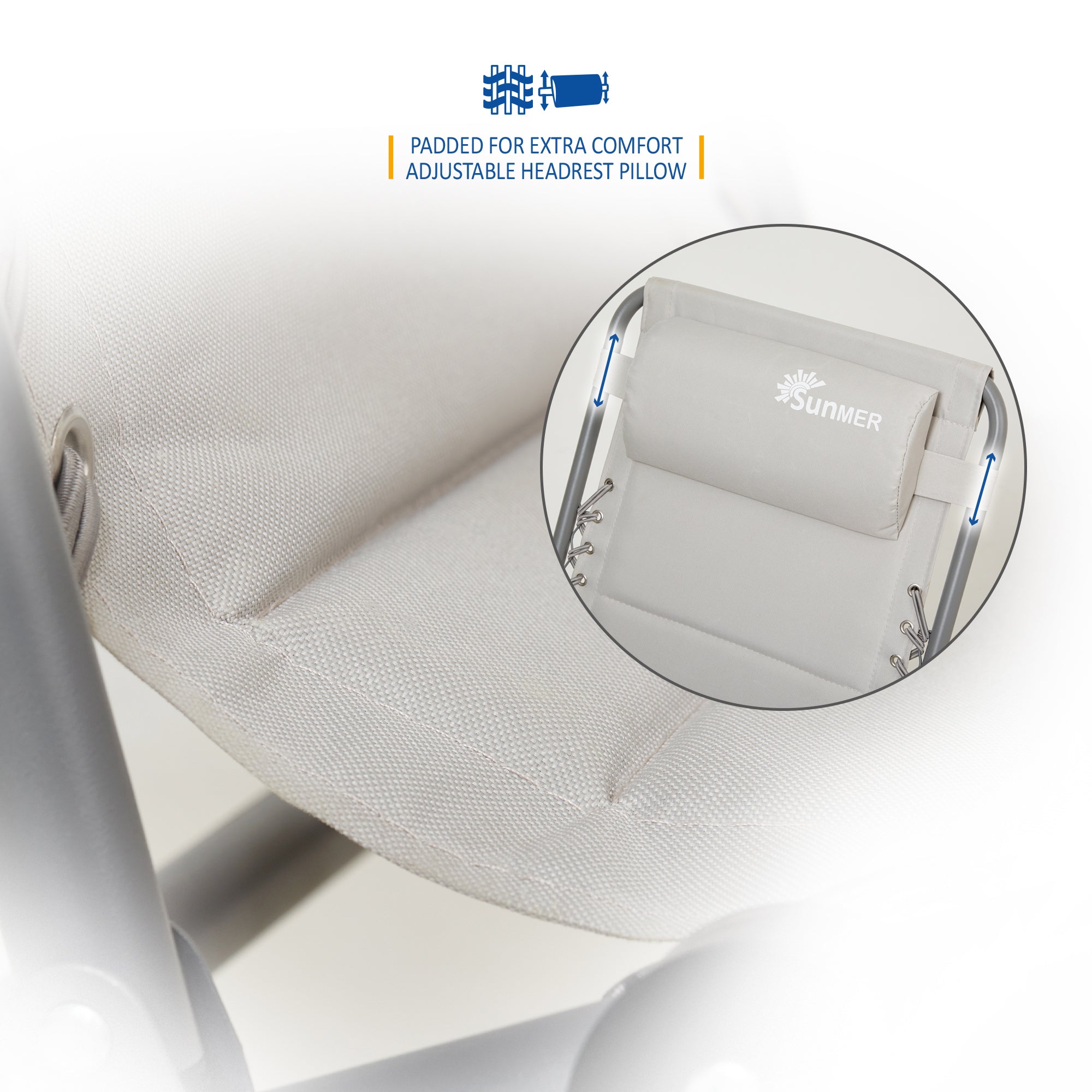 SUNMER Set of 2 Sun Lounger Garden Chairs With Cup And Phone Holder