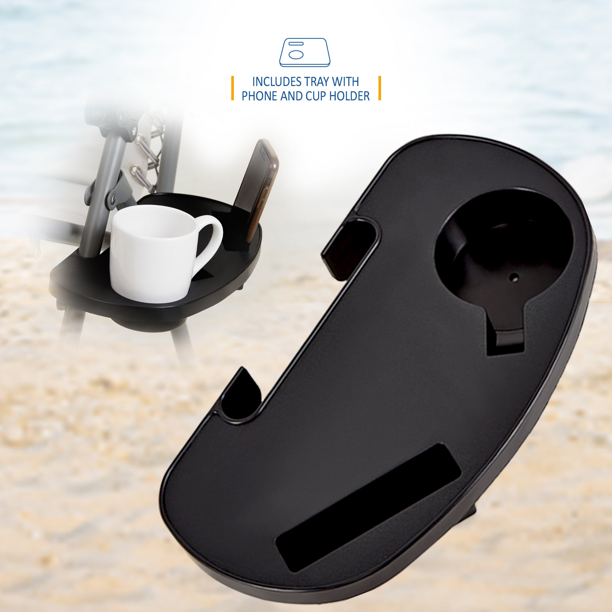 SUNMER Set of 2 Sun Lounger Garden Chairs With Cup And Phone Holder