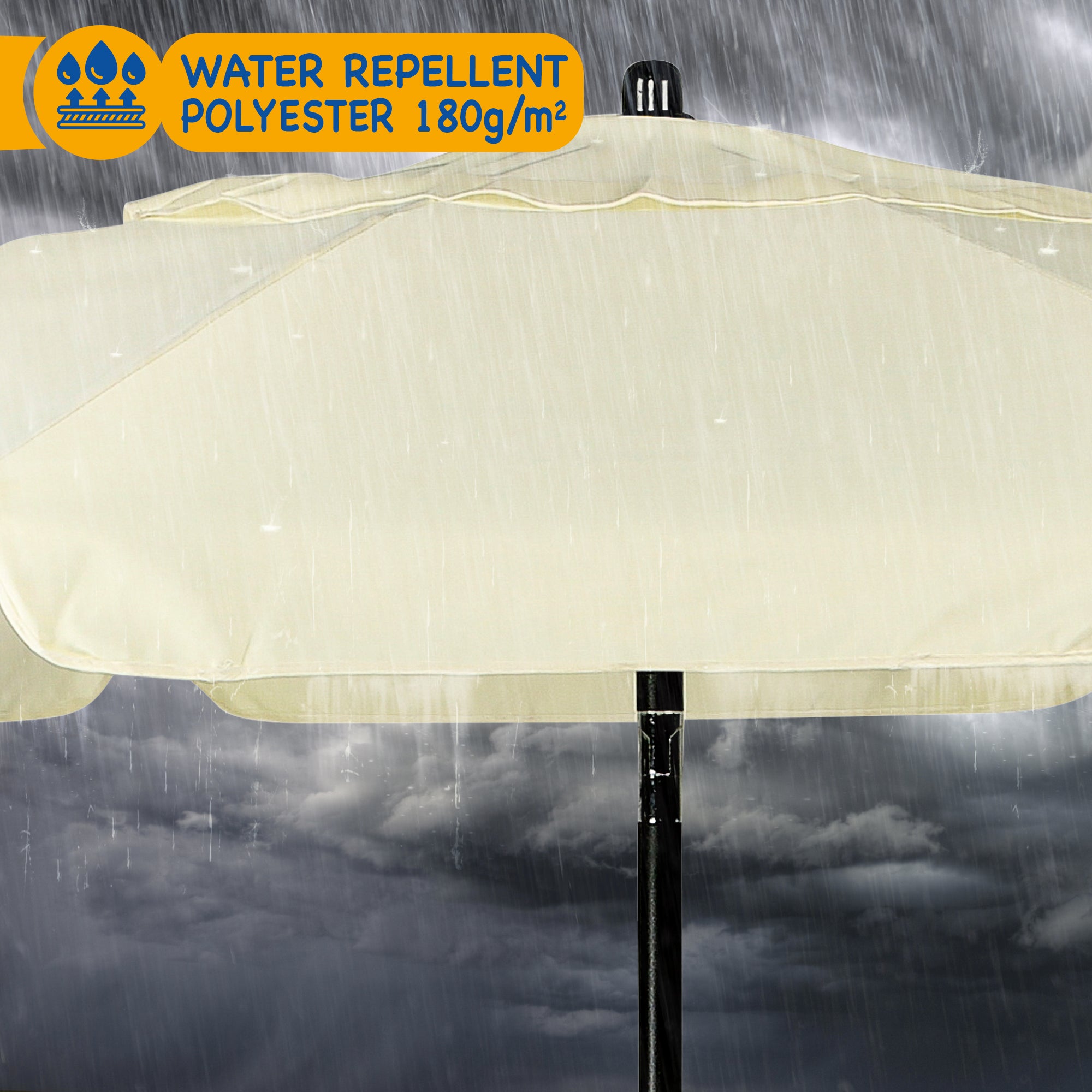 SUNMER Beach 2M Steel Parasol with Tilt Water Repellent, UV Light Protection, Easy to Open and Close, Garden Outdoor Parasol With Tilt Mechanism