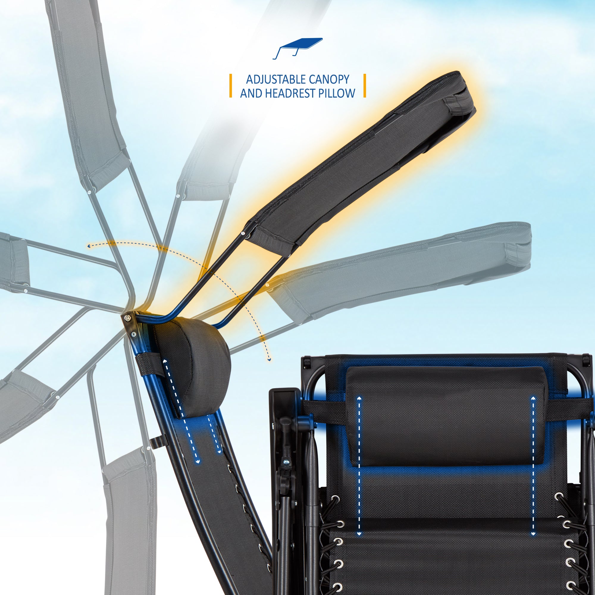 SUNMER Set of 2 Sun Lounger Garden Chairs With Cup And Phone Holder