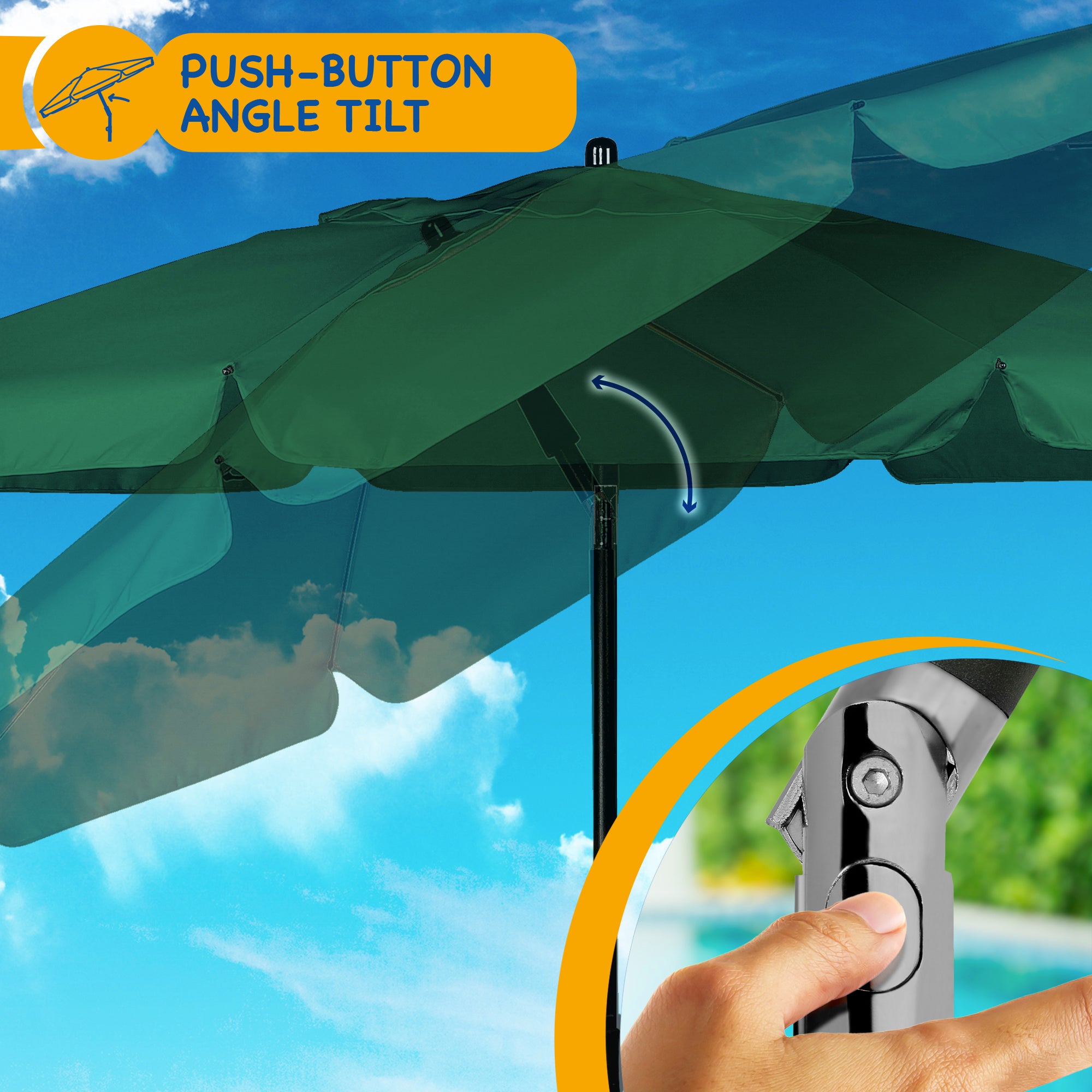 SUNMER 2M Parasol with Tilt, UV Light Protection, Easy to Open and Close, Water Resistant