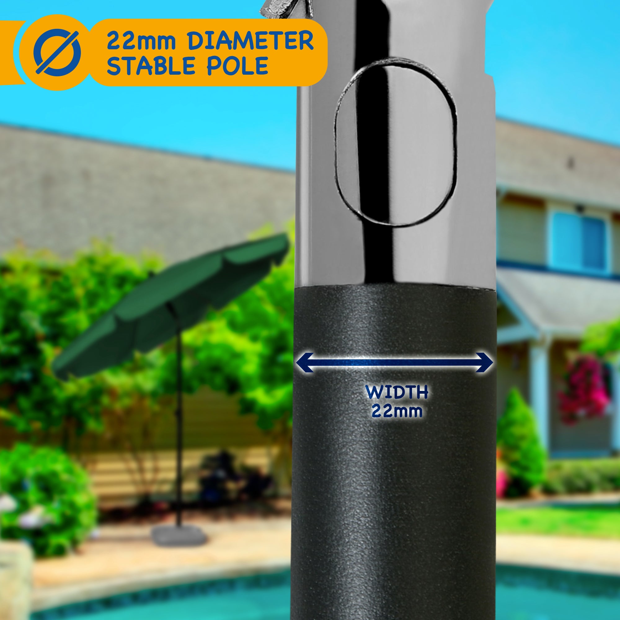 SUNMER 2M Parasol with Tilt, UV Light Protection, Easy to Open and Close, Water Resistant