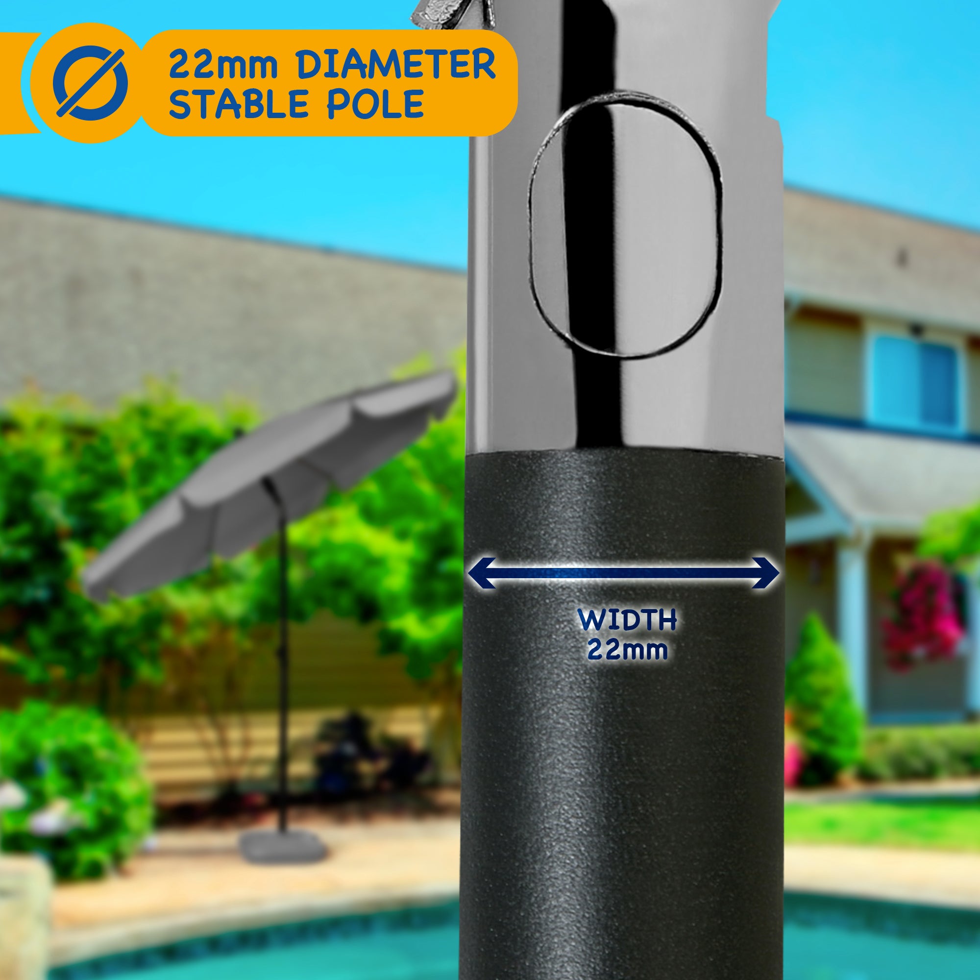 SUNMER 2M Parasol with Tilt, UV Light Protection, Easy to Open and Close, Water Resistant